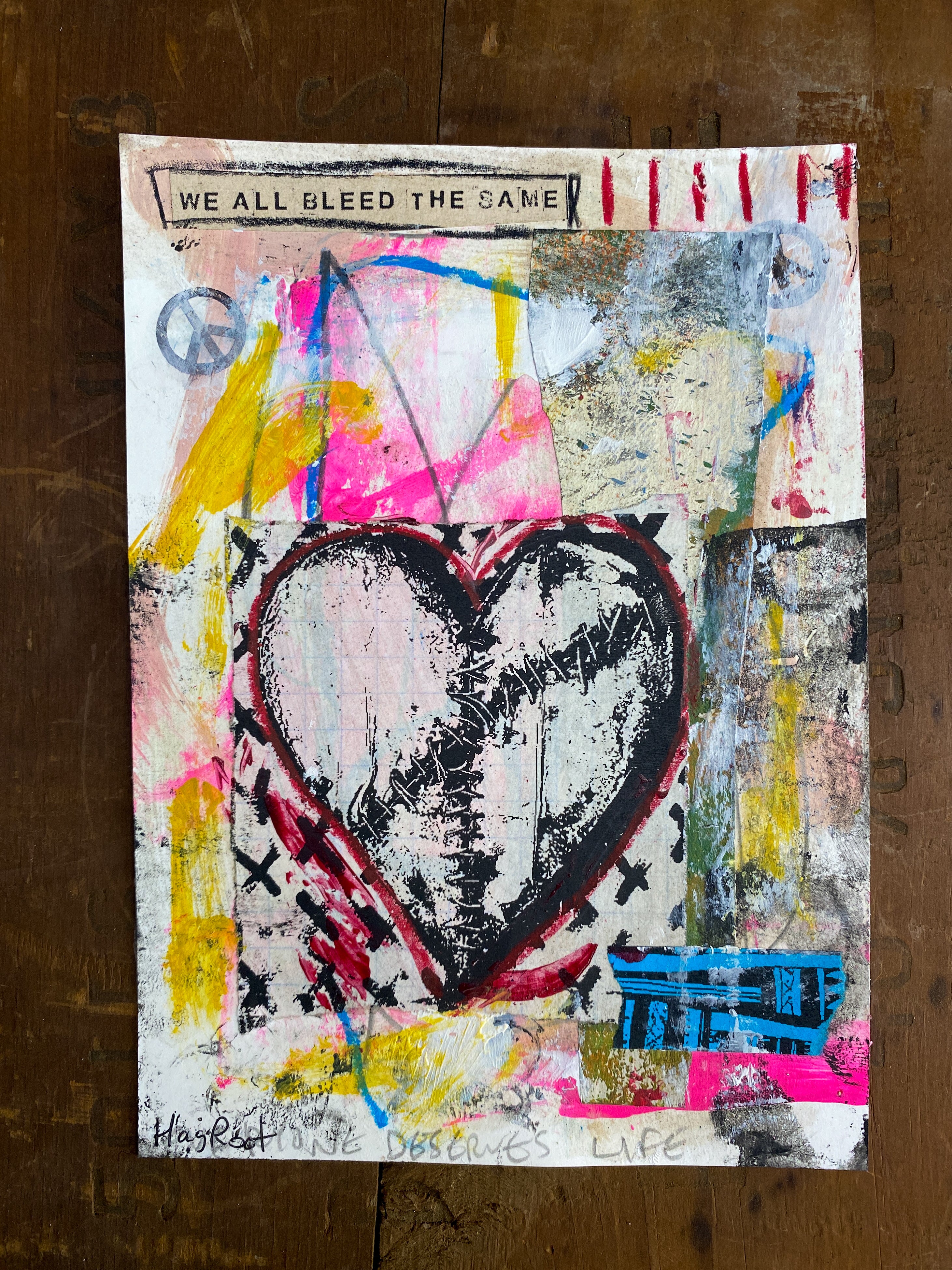 Bleed the Same - Original Mixed Media Collage