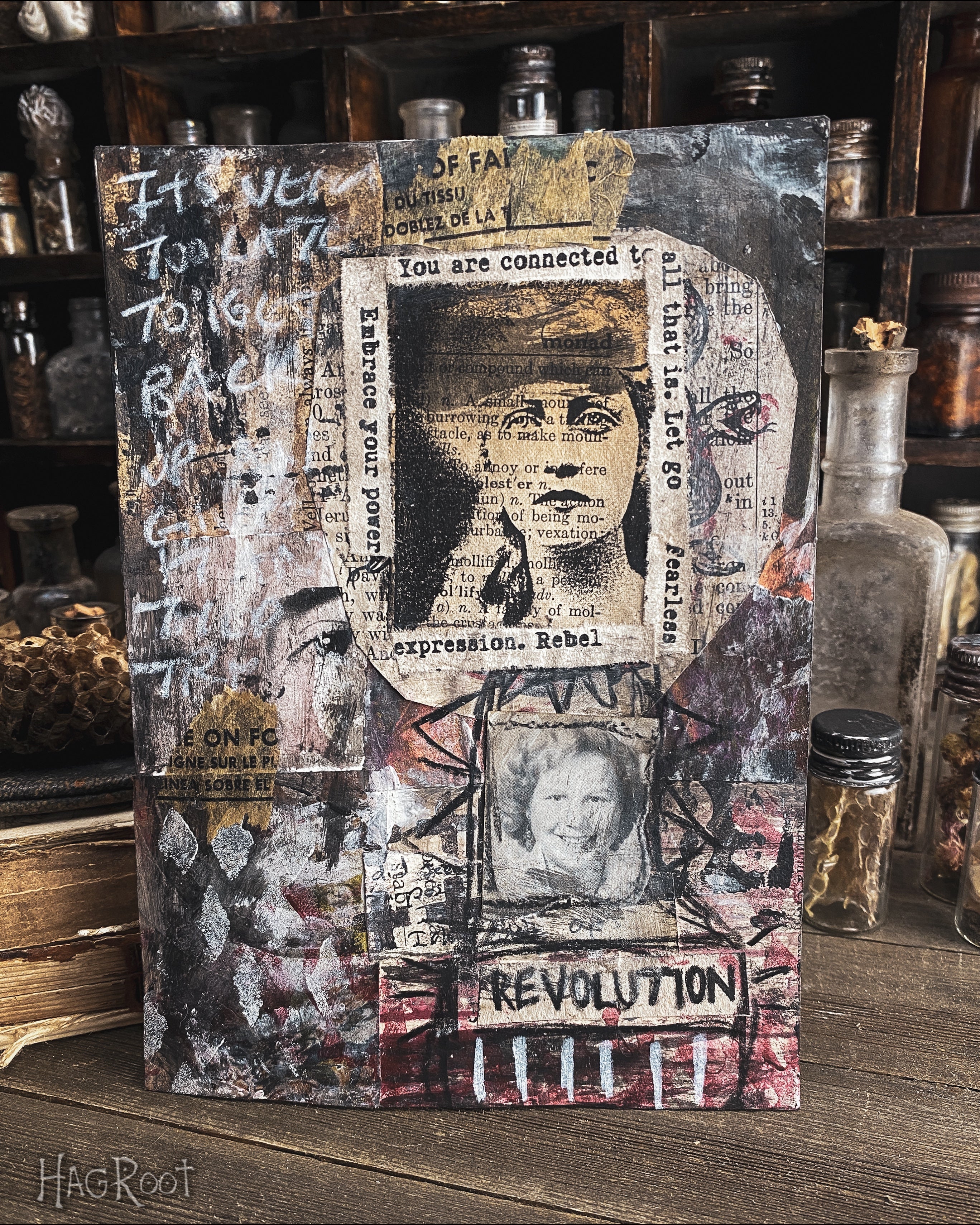 Revolution - Original Mixed Media Collage - Altar Card