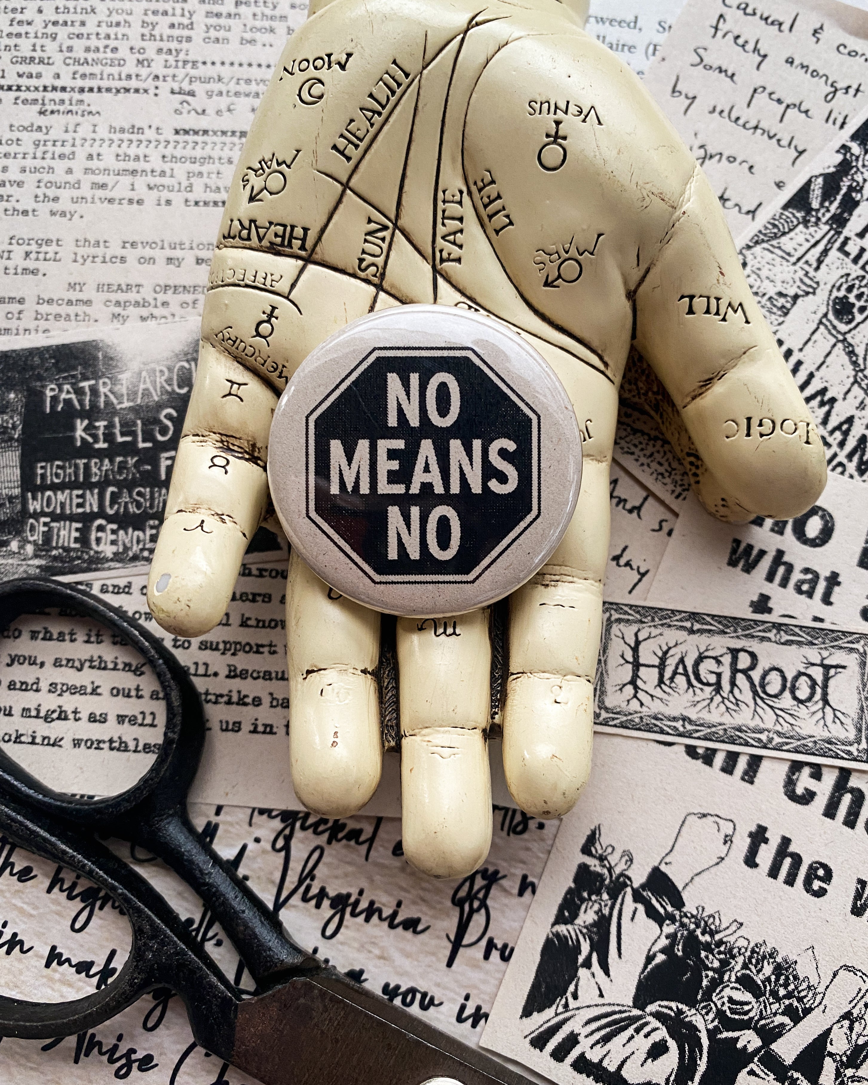 No Means No - Hand Pressed Button/Pin - 1.5"