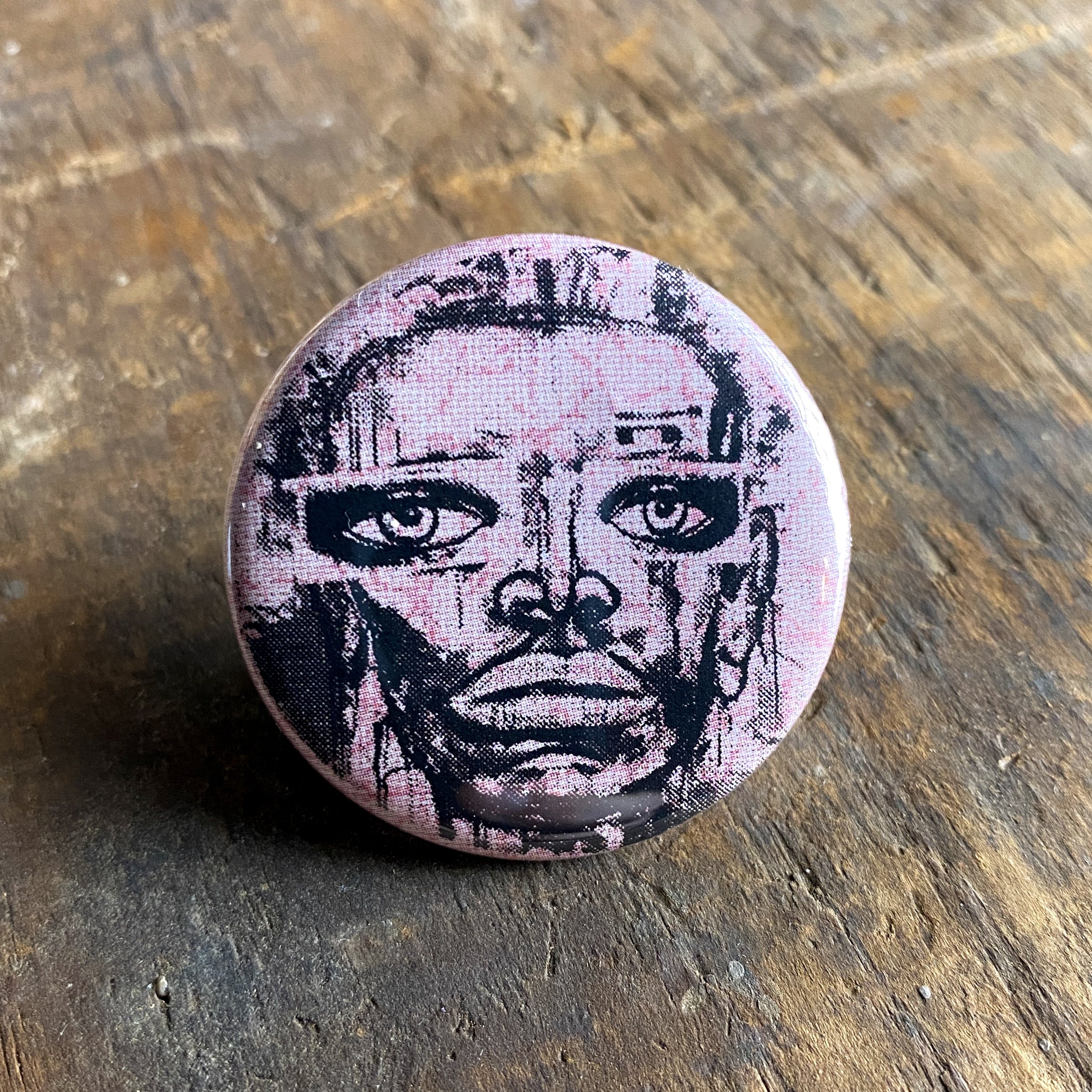 Strange Face - Hand Pressed Button/Pin - 1.5"