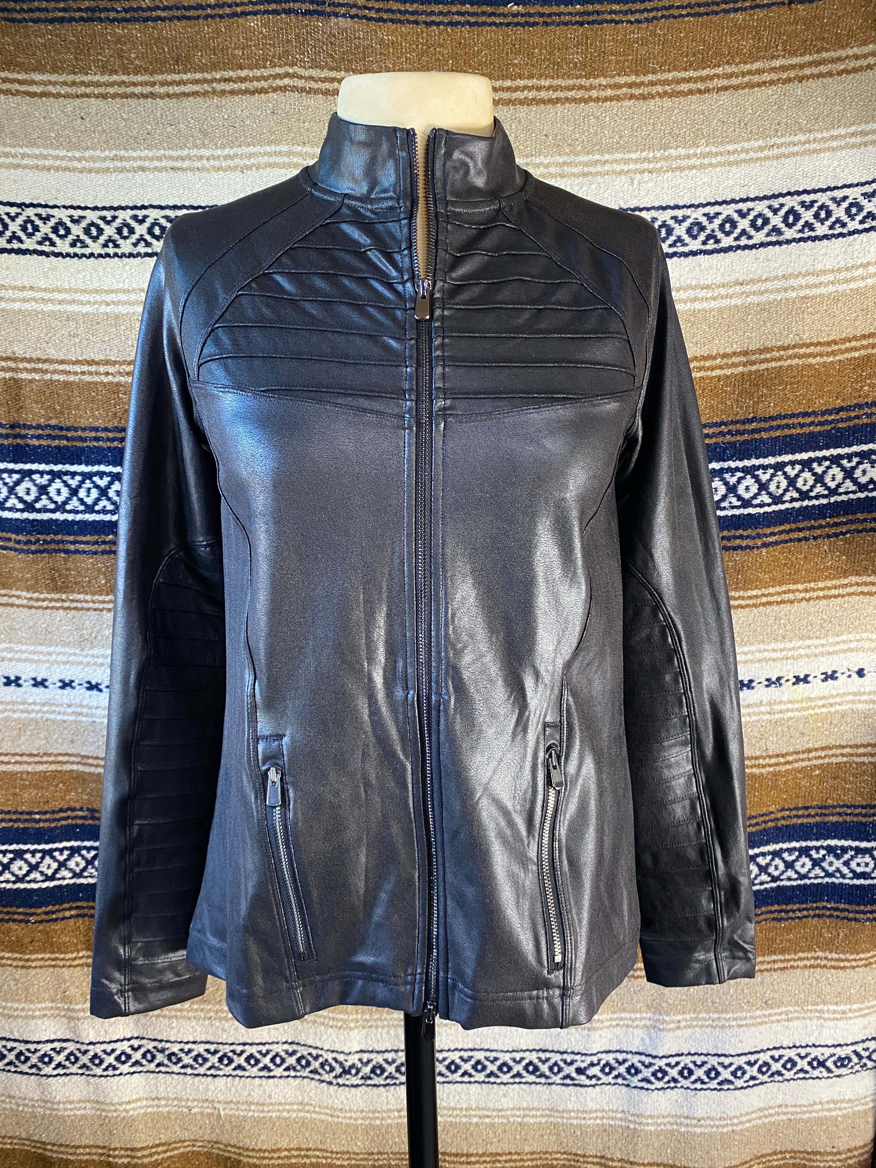 Black Vegan Leather Jacket by SPANX - Size Small