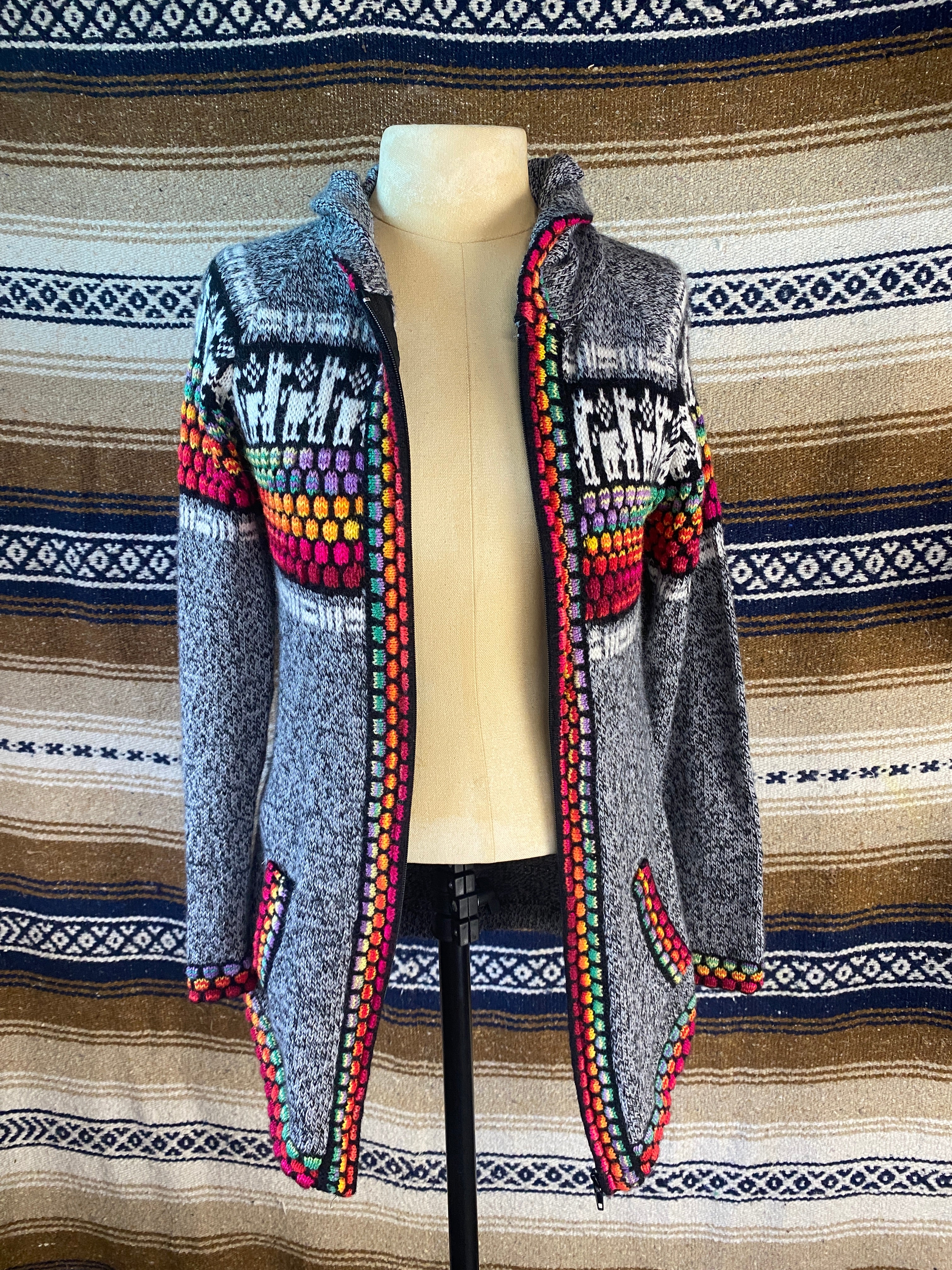 Rainbow Sweater From Peru - Size Small