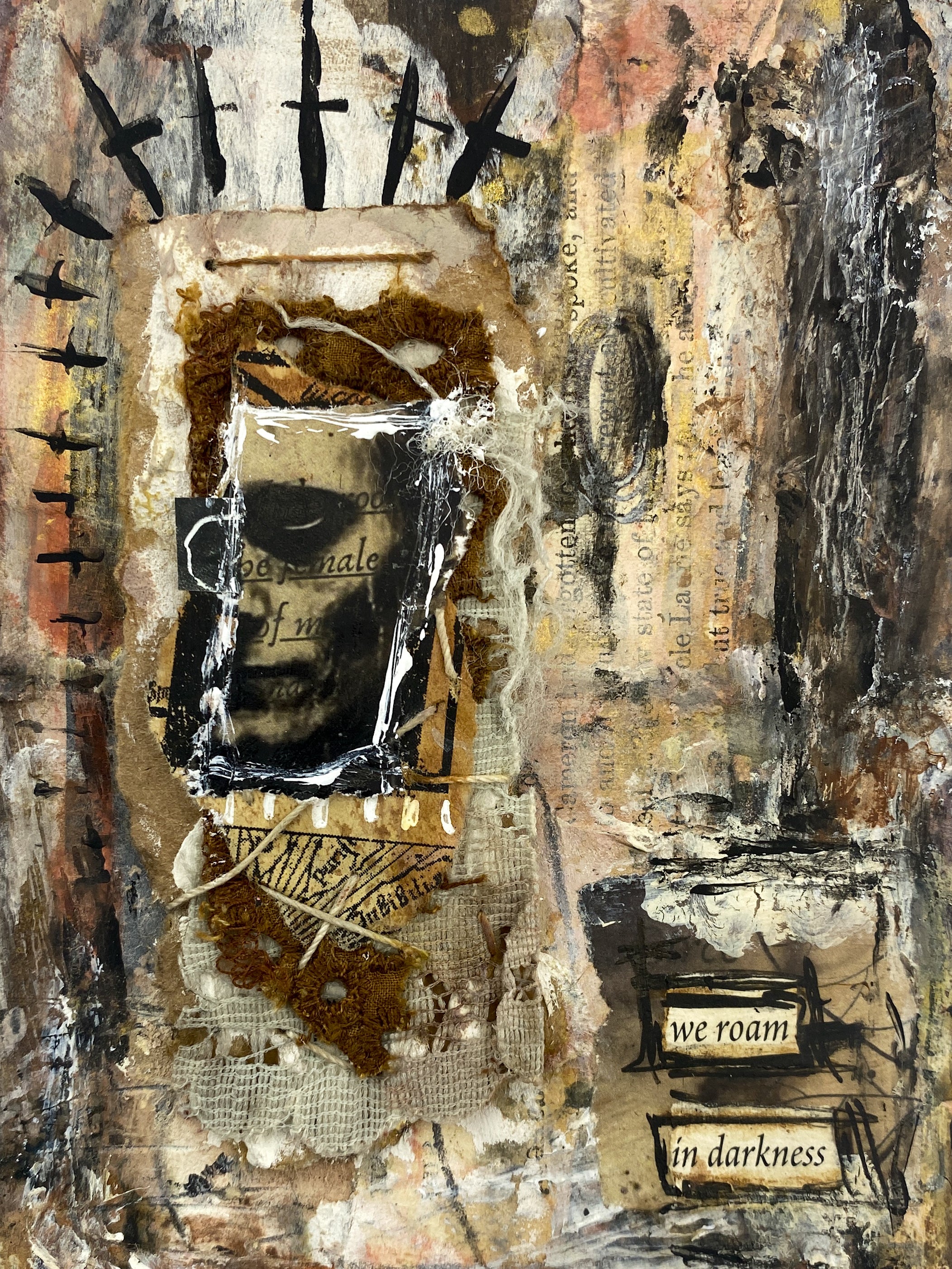 We Roam In Darkness - Original Mixed Media Collage