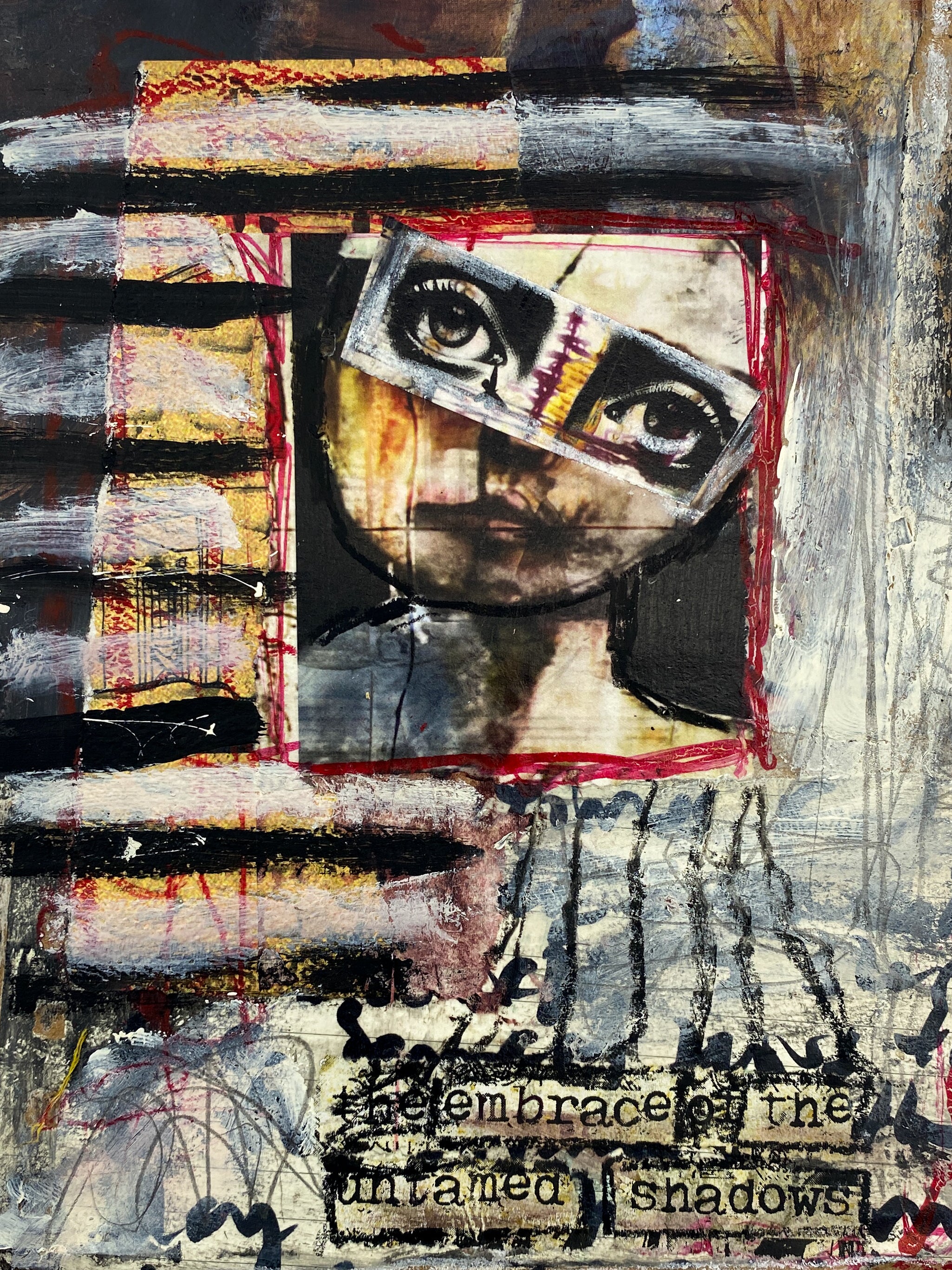 Untamed Shadows - Original Mixed Media Collage