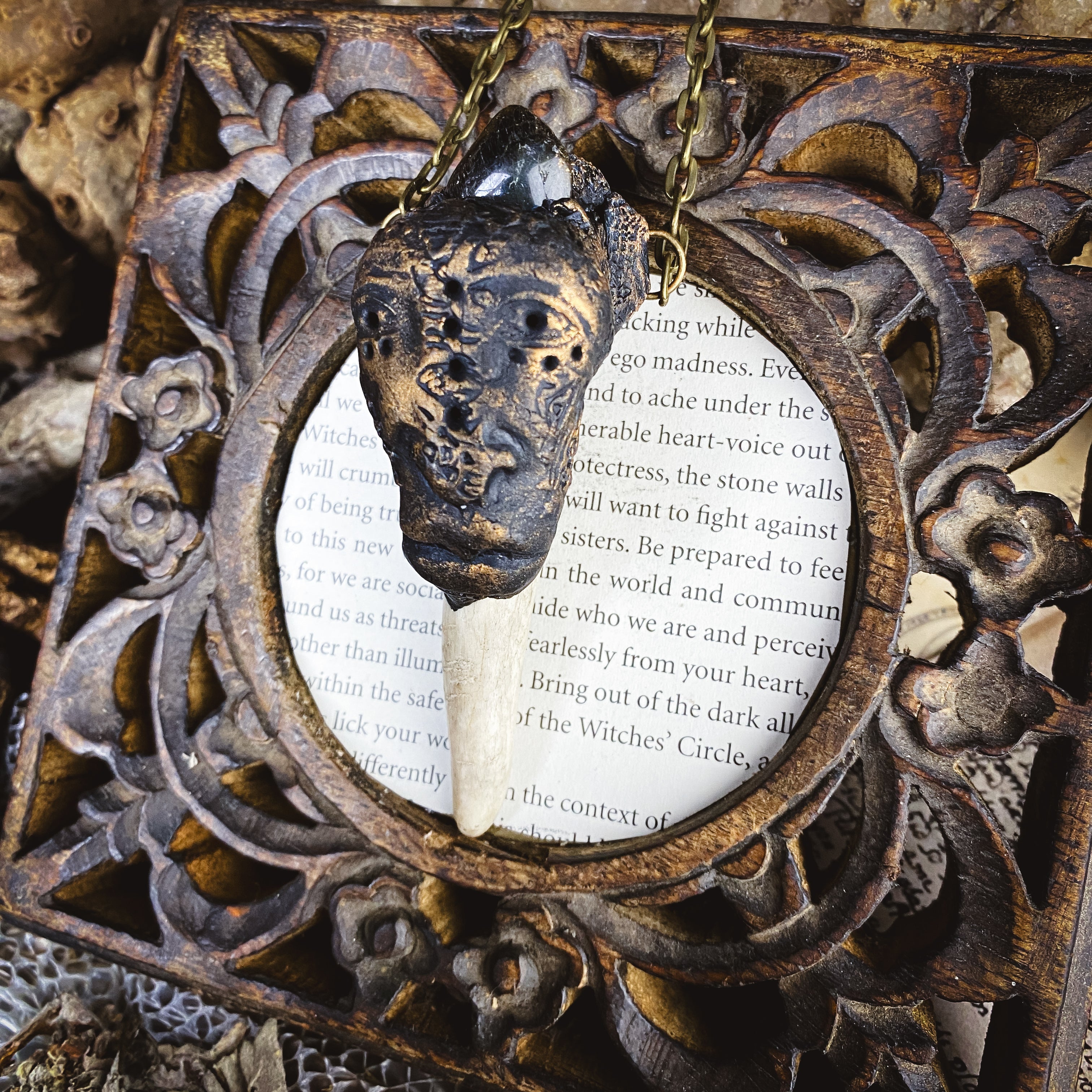 Deer Medicine Necklace - Handcrafted Antler and Labradorite Talisman