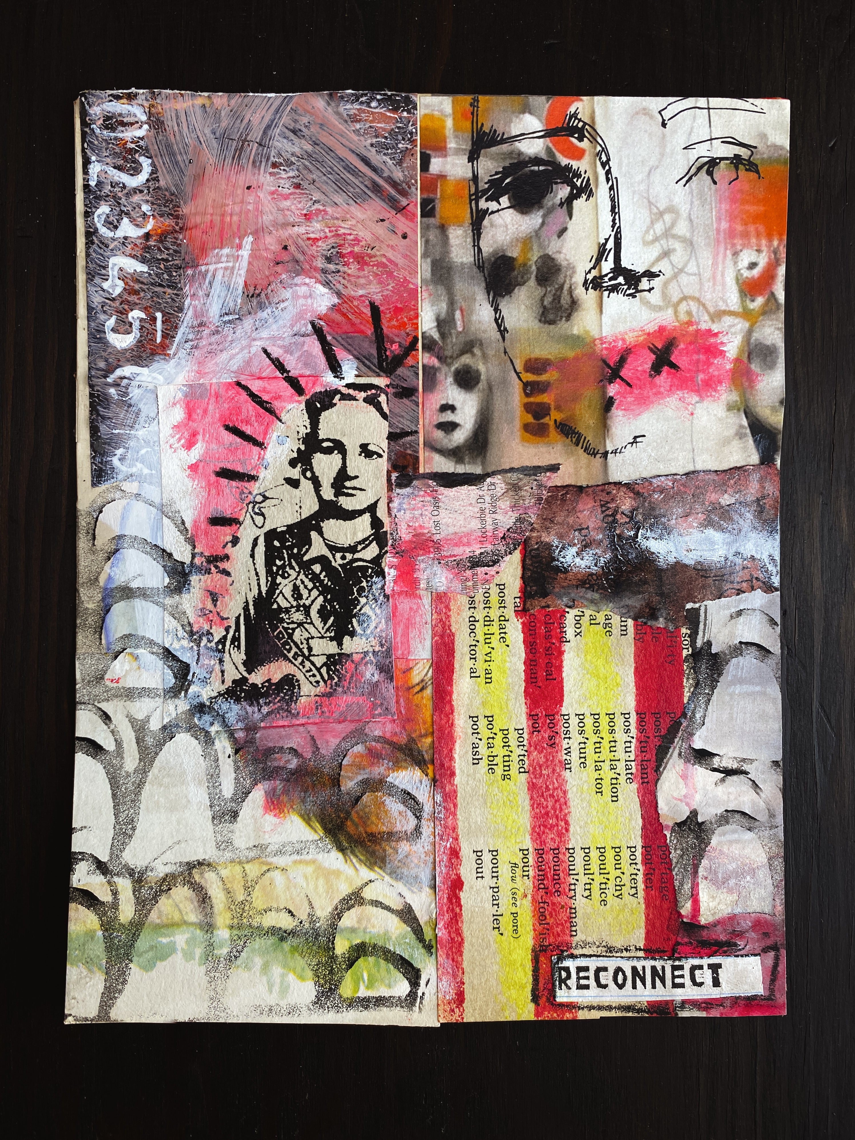 Reconnect - Original Mixed Media Collage
