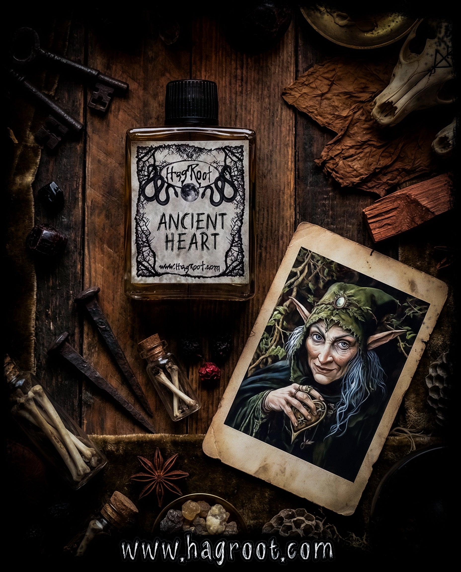 ANCIENT HEART-(Black Tea Leaves, Mahogany Wood, Tobacco)-Perfume, Cologne, Anointing, Ritual Oil