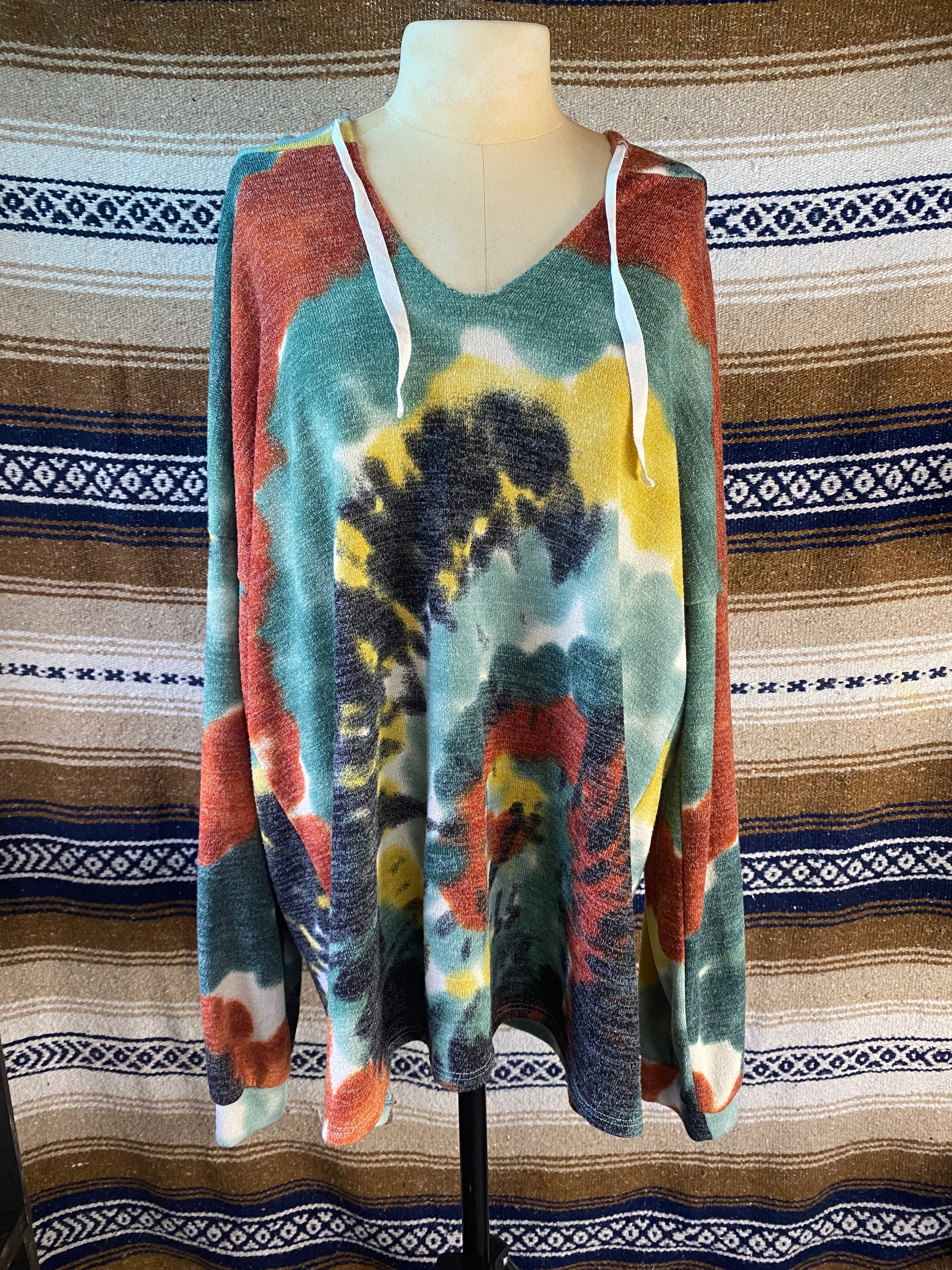 Tie Dye Style Beach Hoodie - Size Large