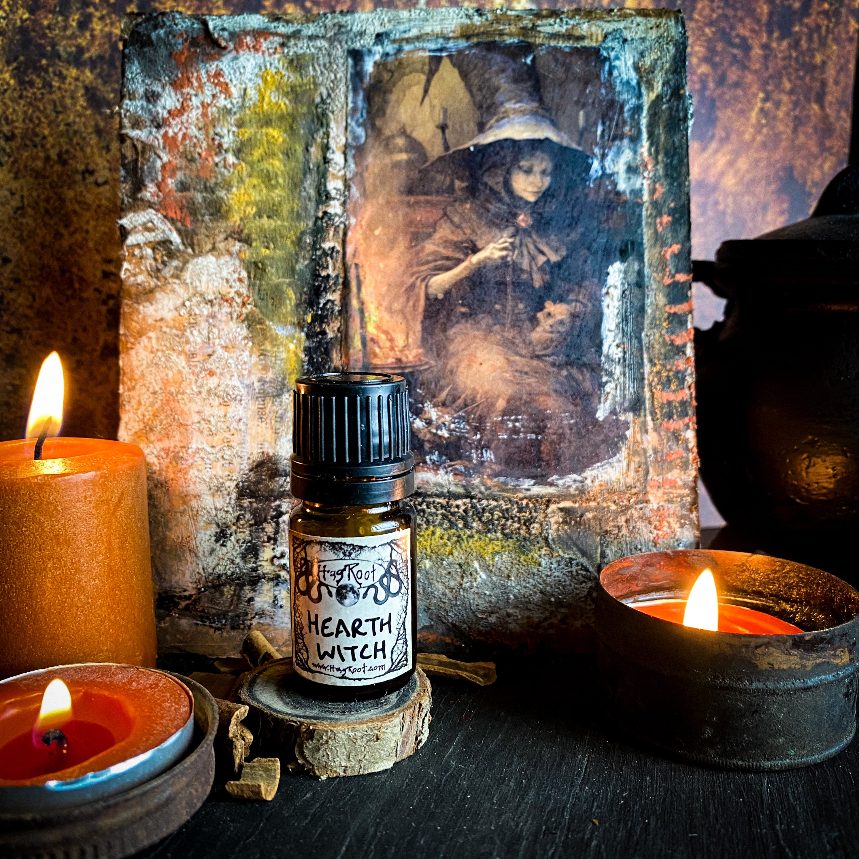 HEARTH WITCH-(Vetiver, Tonka Bean, Smoked Caramel, Rose, Amber, Vanilla, Sandalwood, Patchouli, Oakmoss, Black Tea Leaves, Cedar )-Perfume, Cologne, Anointing, Ritual Oil