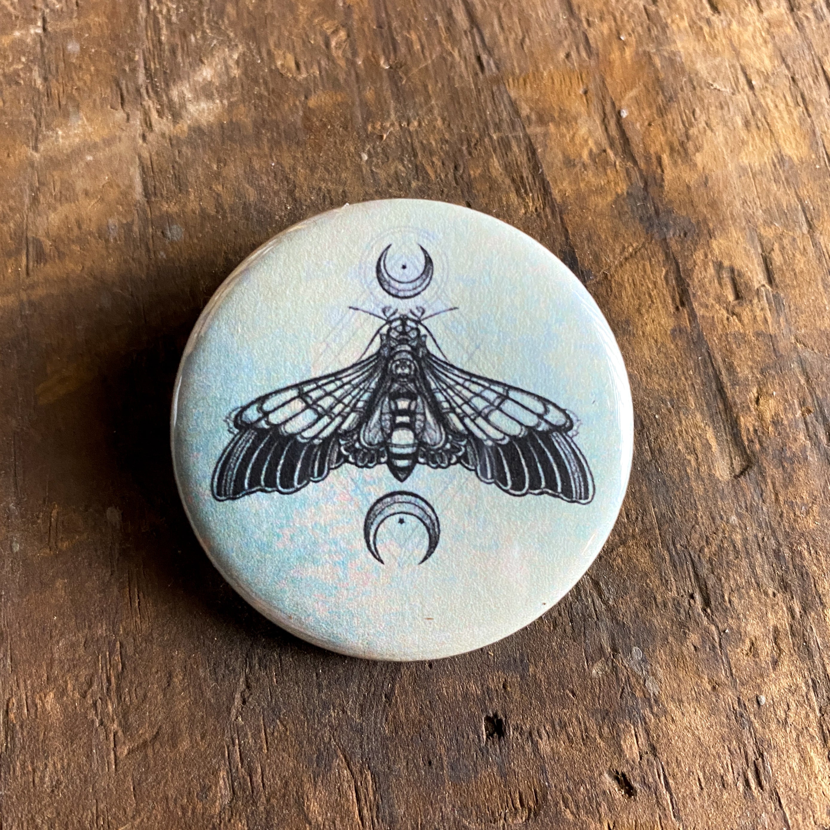 Lunar Moth - Hand Pressed Button/Pin - 1.5"