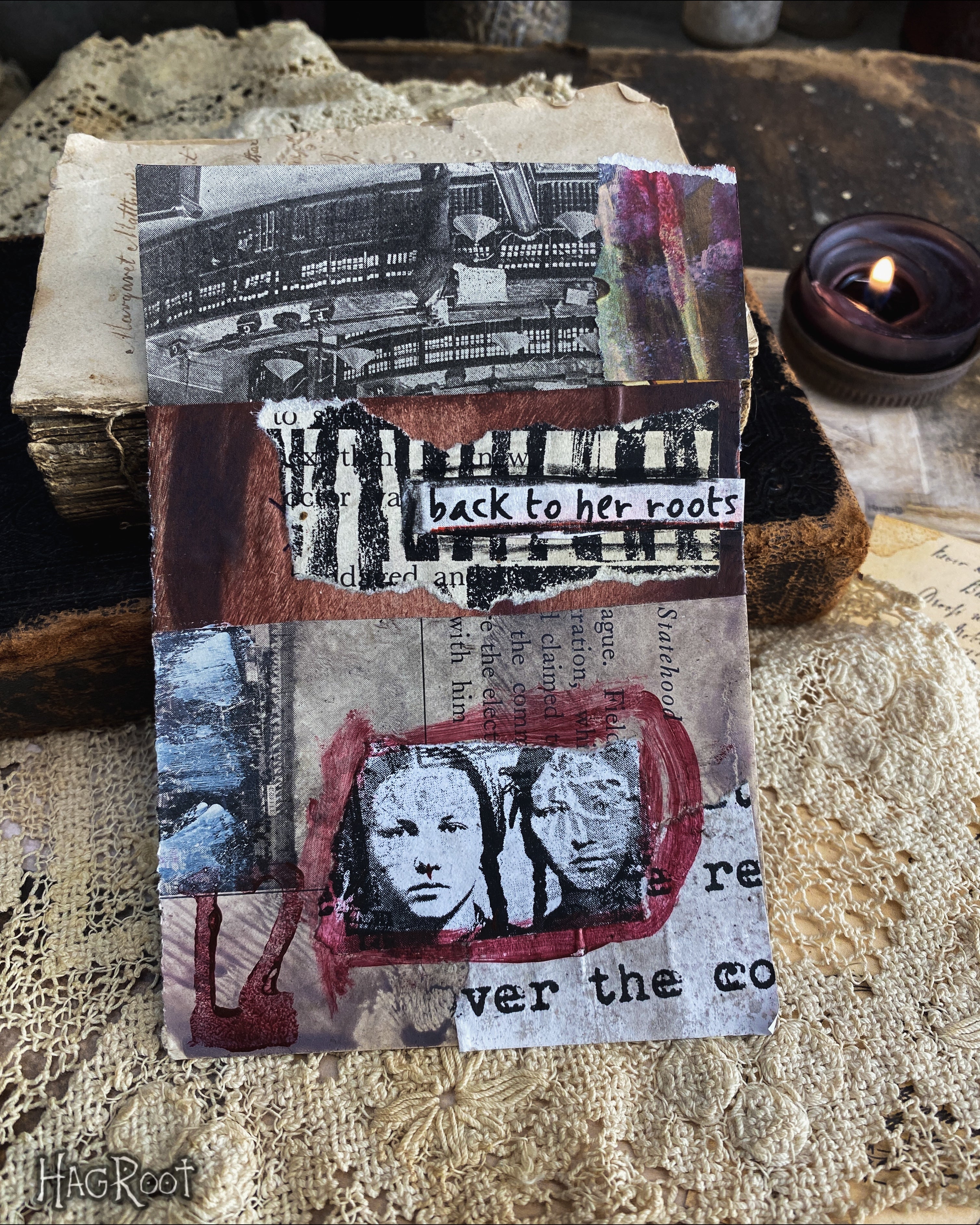 Back to Her Roots - Original Mixed Media Collage - Altar Card