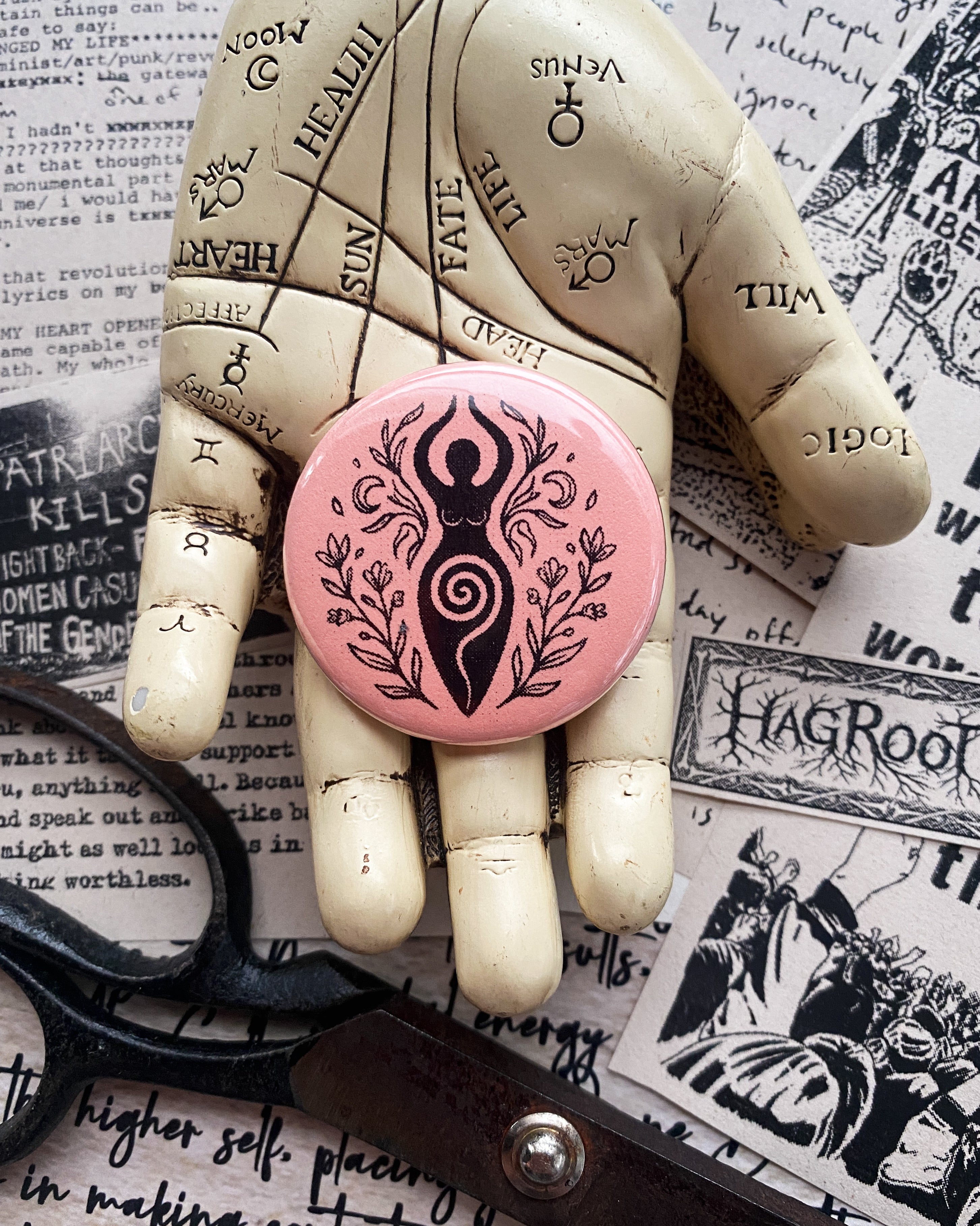 Goddess Energy - Hand Pressed Button/Pin - 1.5"