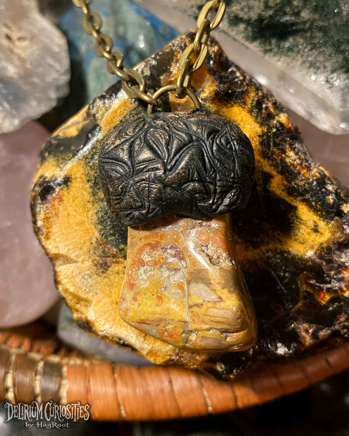 Petrified Wood + Clay Necklace