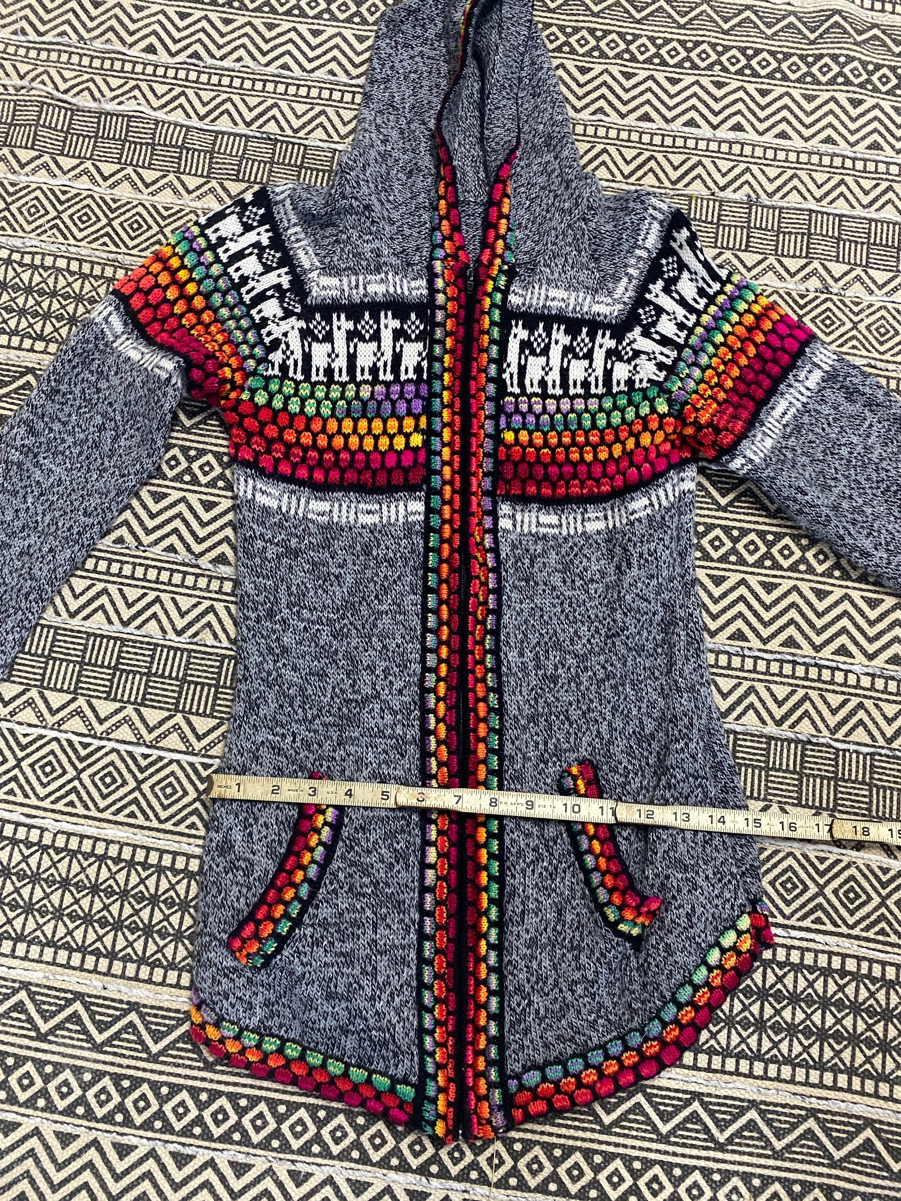 Rainbow Sweater From Peru - Size Small