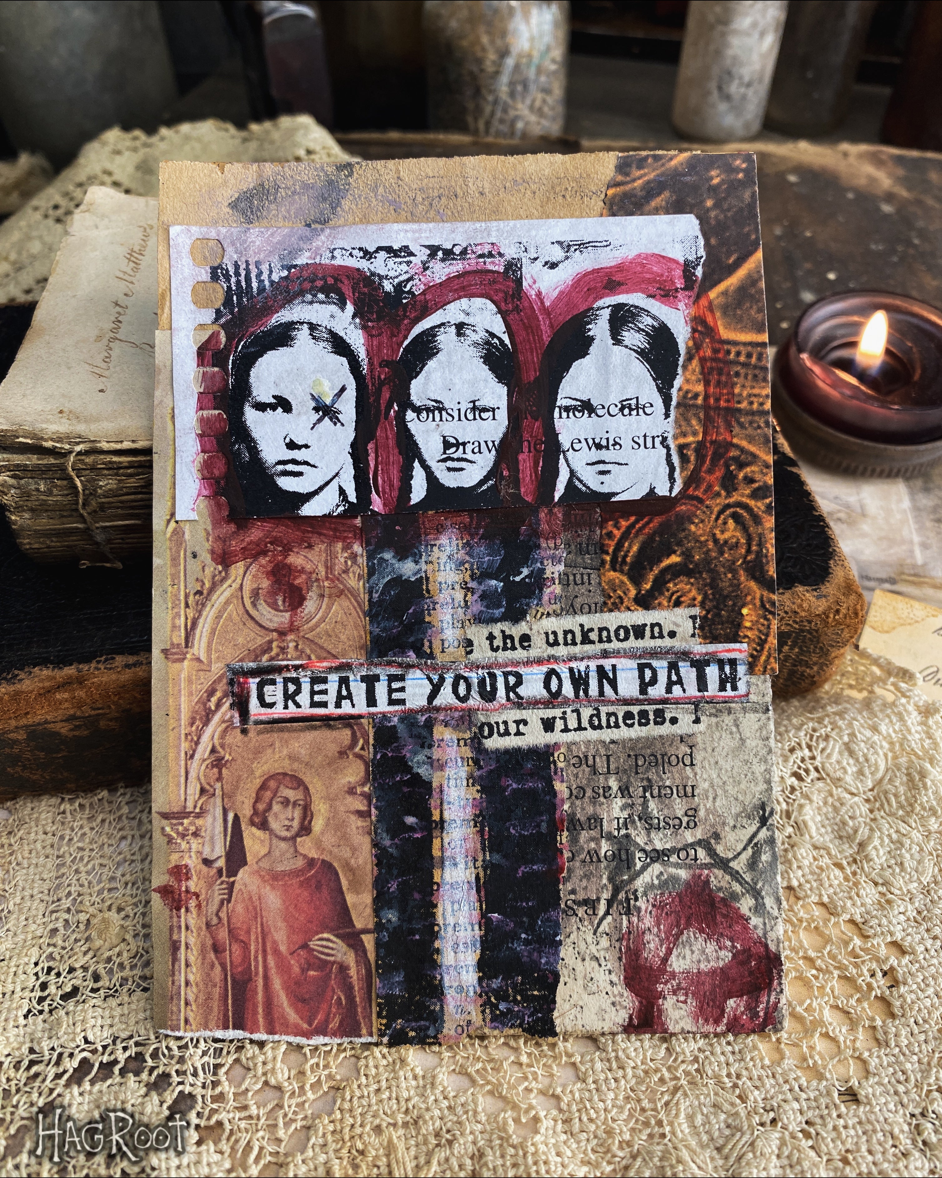 Your Own Path - Original Mixed Media Collage - Altar Card