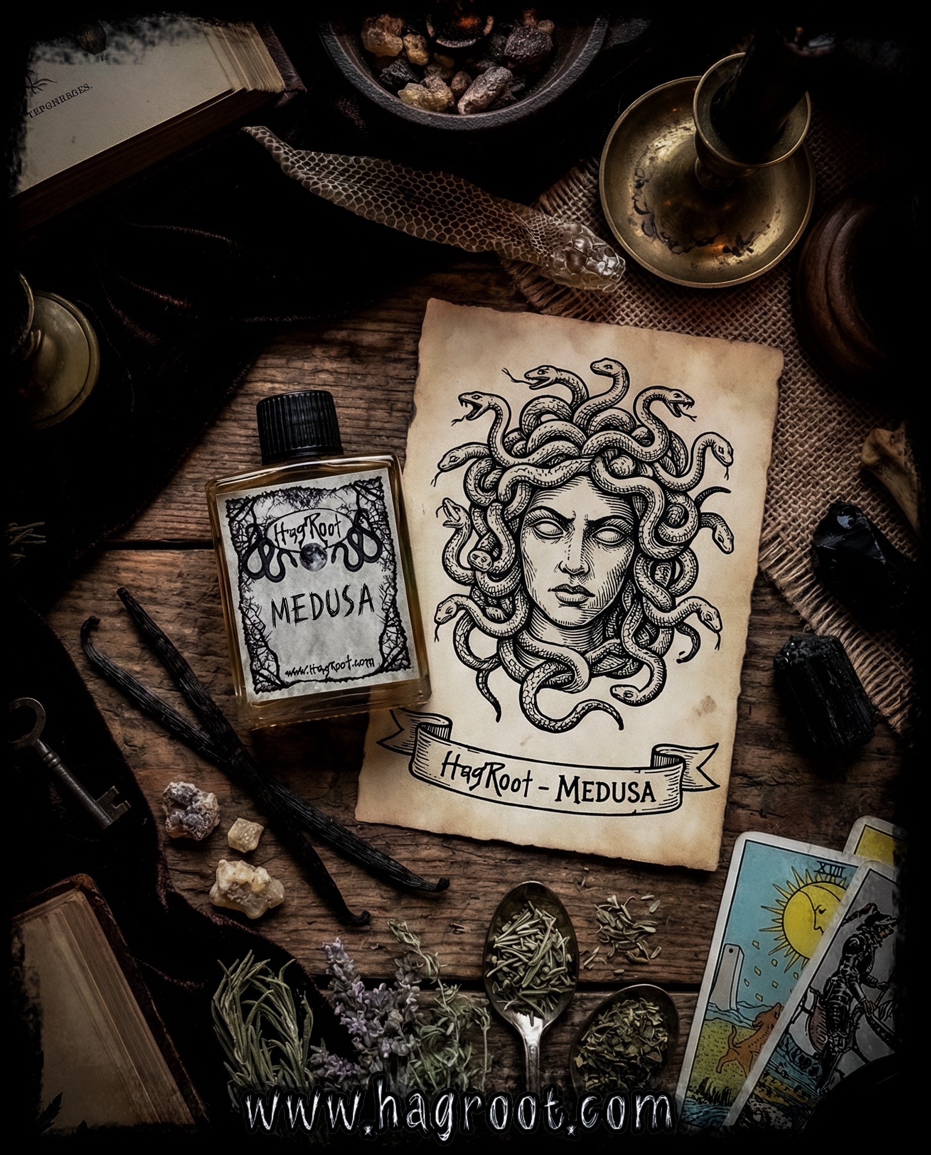 MEDUSA-(Ancient Forests, Blood Red Apples, Herbs, Resins, Spicy Peppers, Caramel, Vanilla)-Perfume, Cologne, Anointing, Ritual Oil