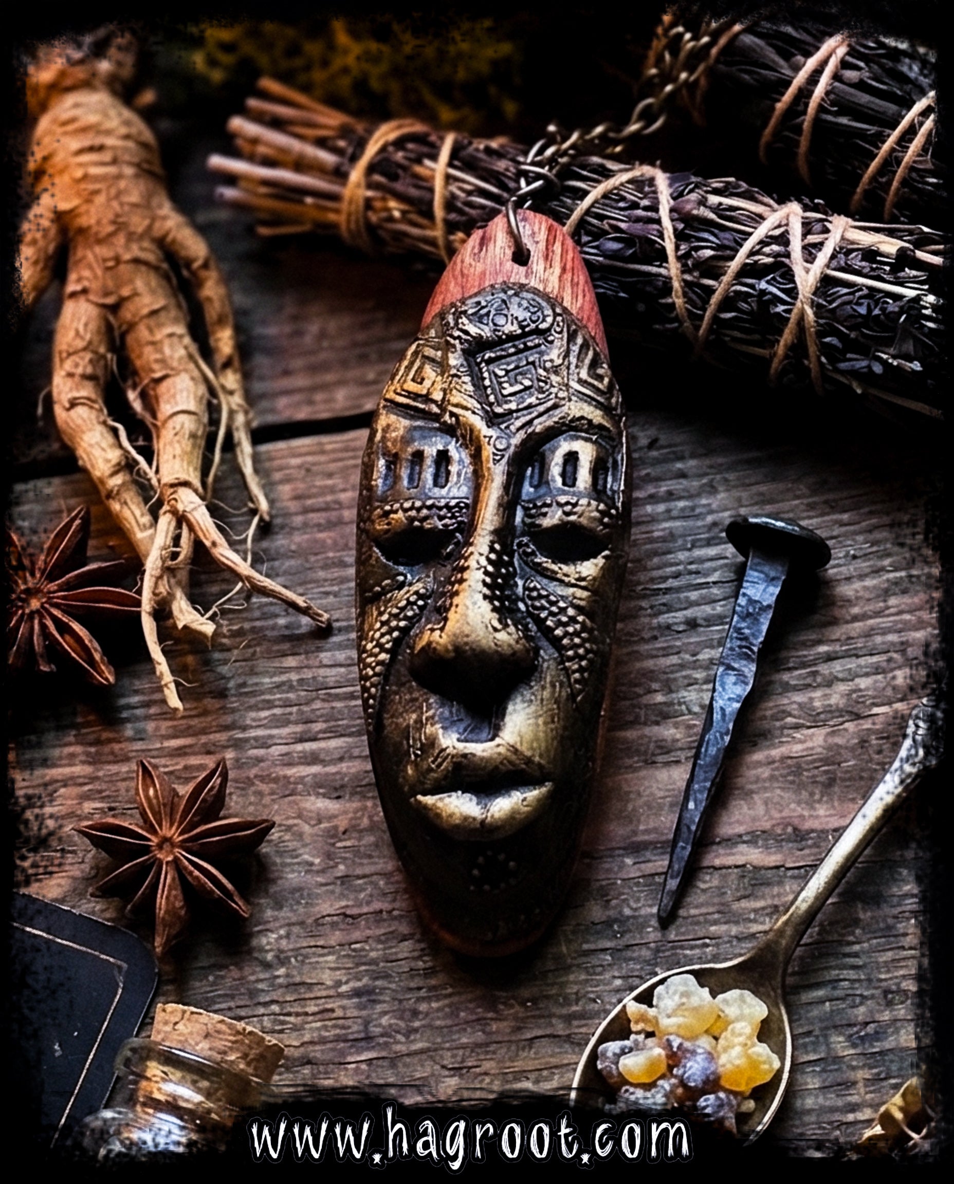 The Dream Weaver - Wood + Clay Talisman/Amulet Necklace