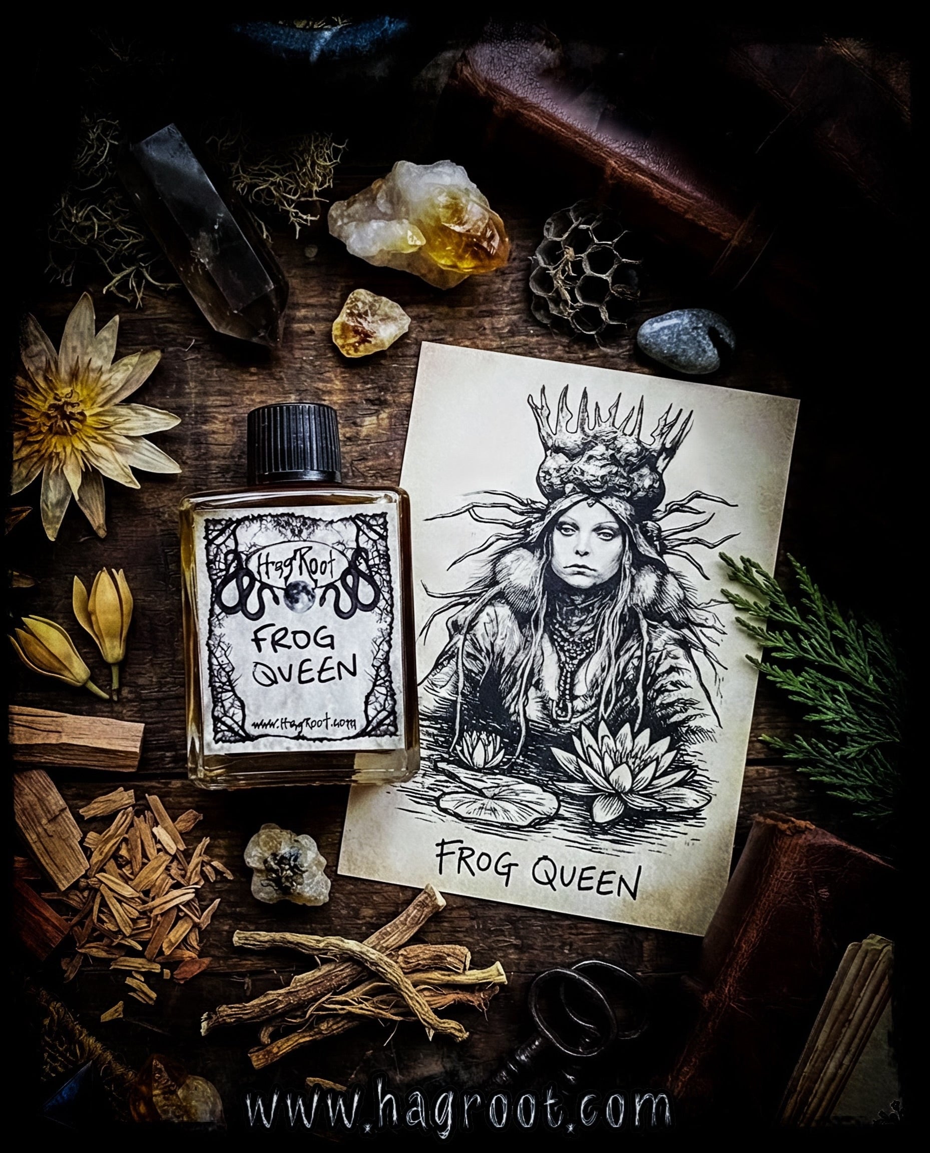 FROG QUEEN-(Water Lily, Vanilla, Cedar, Sandalwood, Champaka Flowers, Vetiver, Labdanum, Cypress)-Perfume, Cologne, Anointing, Ritual Oil