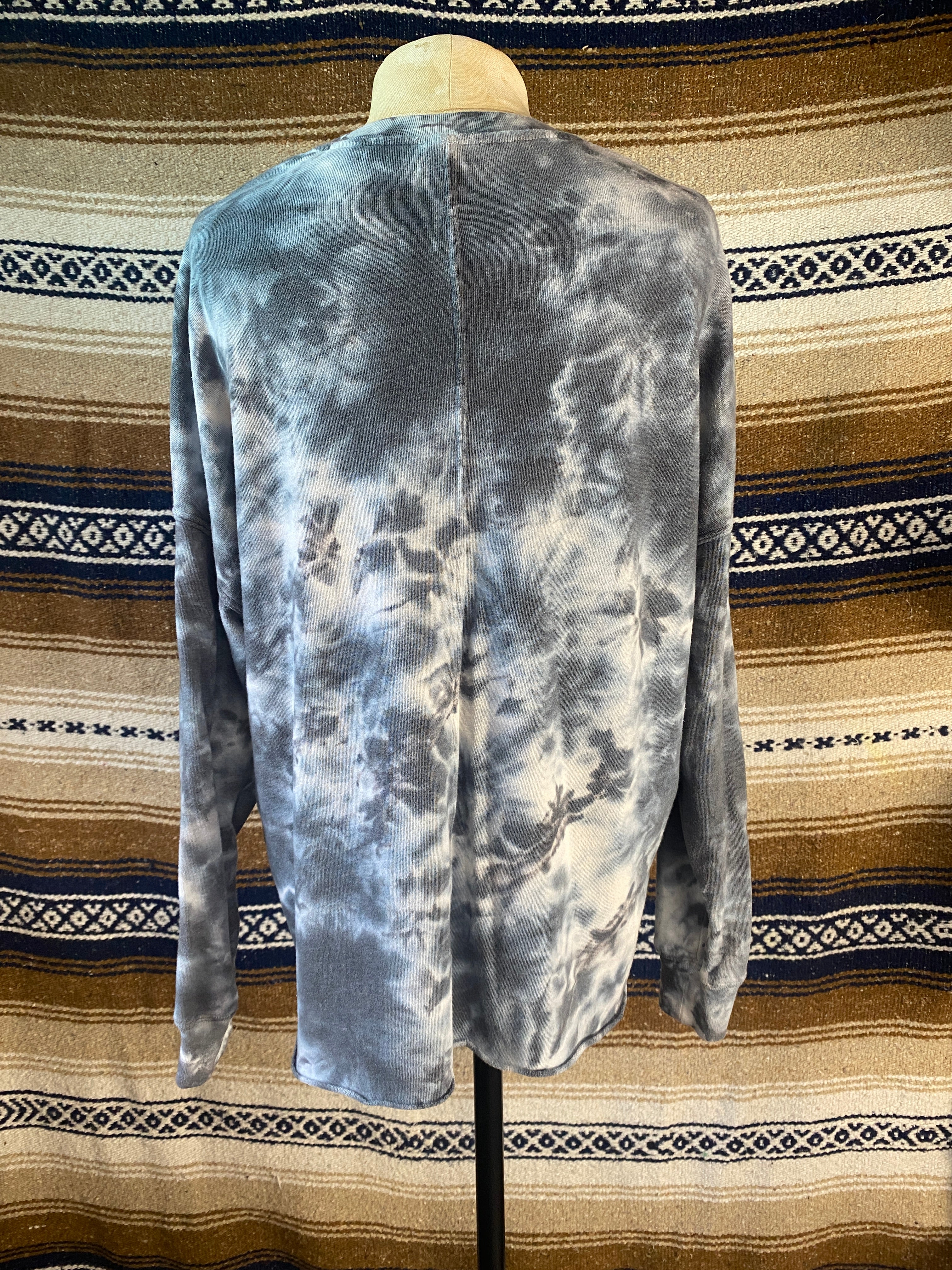 Blue + White Tie Dye Sweatshirt - Size Medium
