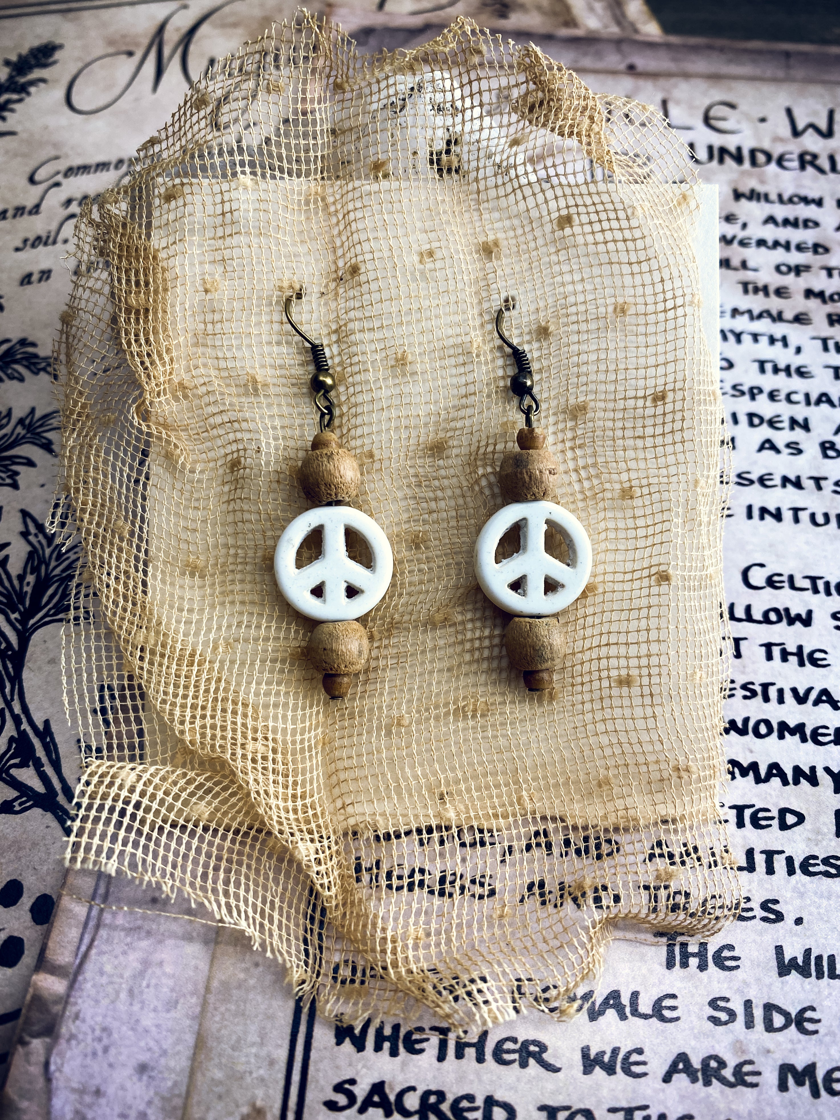 Hand Crafted Peace Sign Earrings