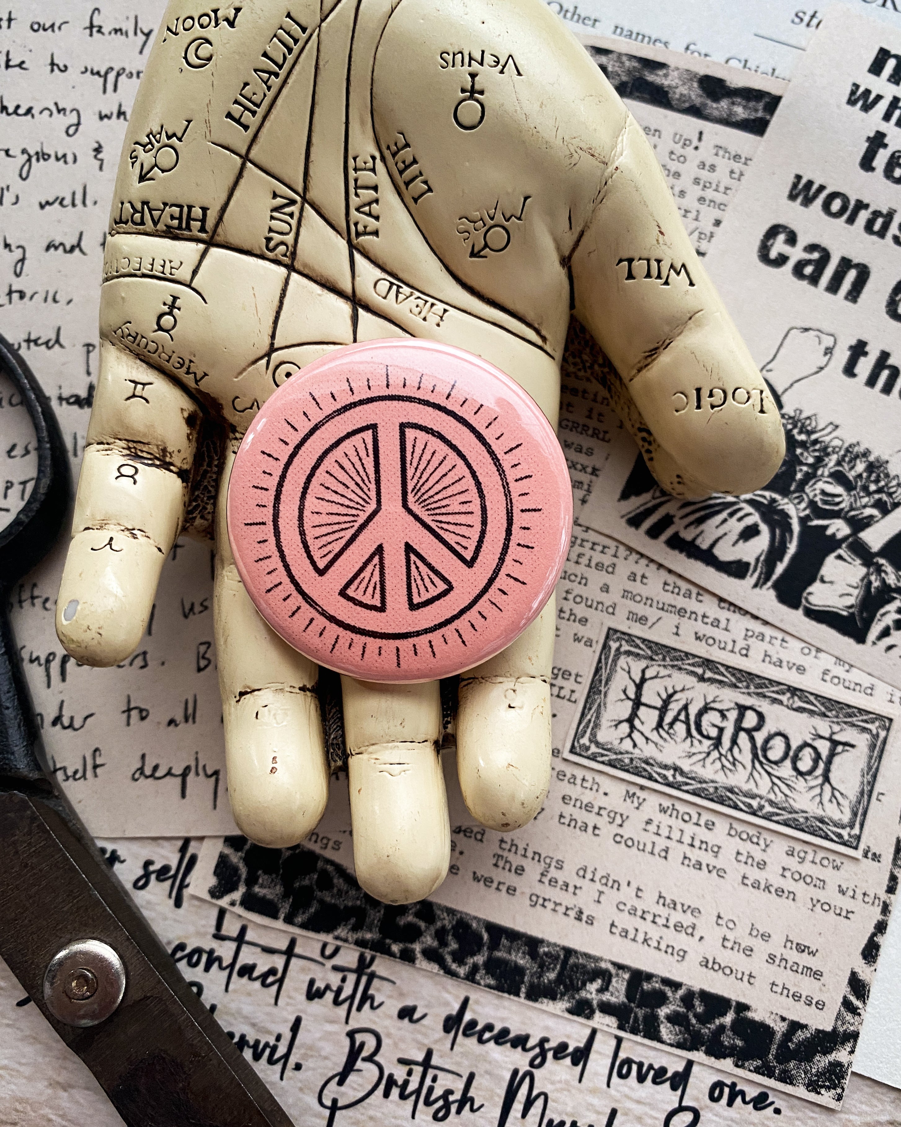 Radiate Peace - Hand Pressed Button/Pin - 1.5"