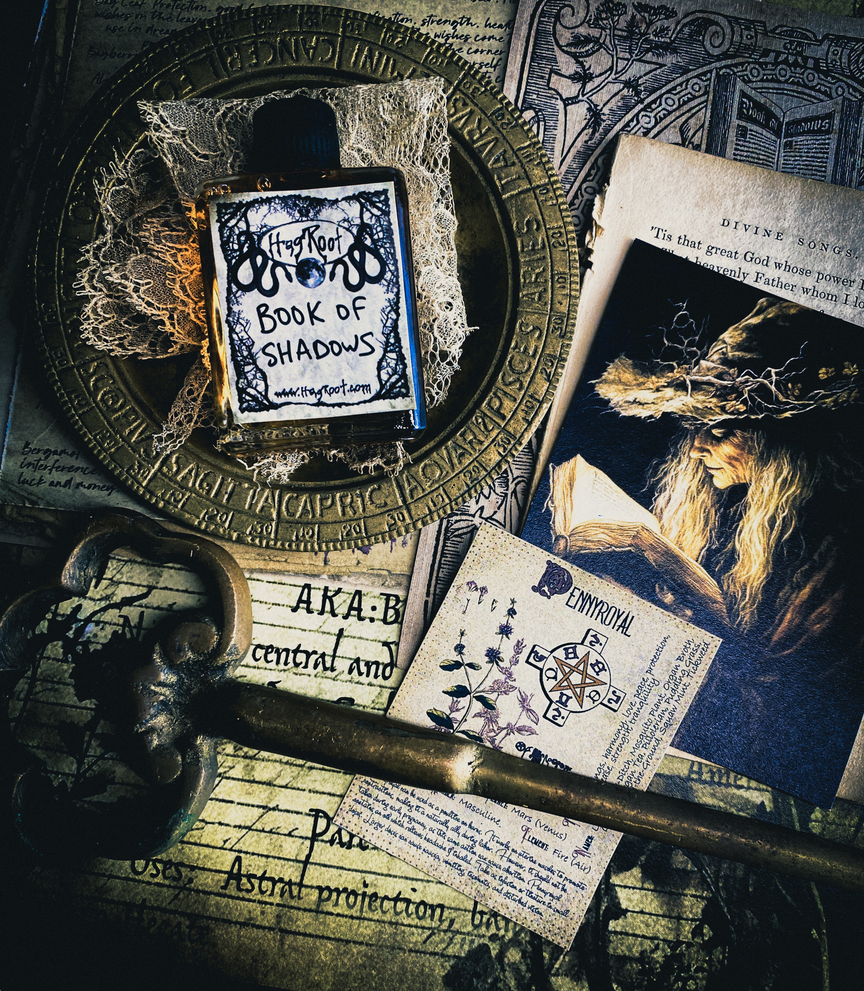 BOOK OF SHADOWS-(Aged Leather, Old Book Pages, Incense, Sweet Offerings)- Perfume, Cologne, Anointing, Ritual Oil