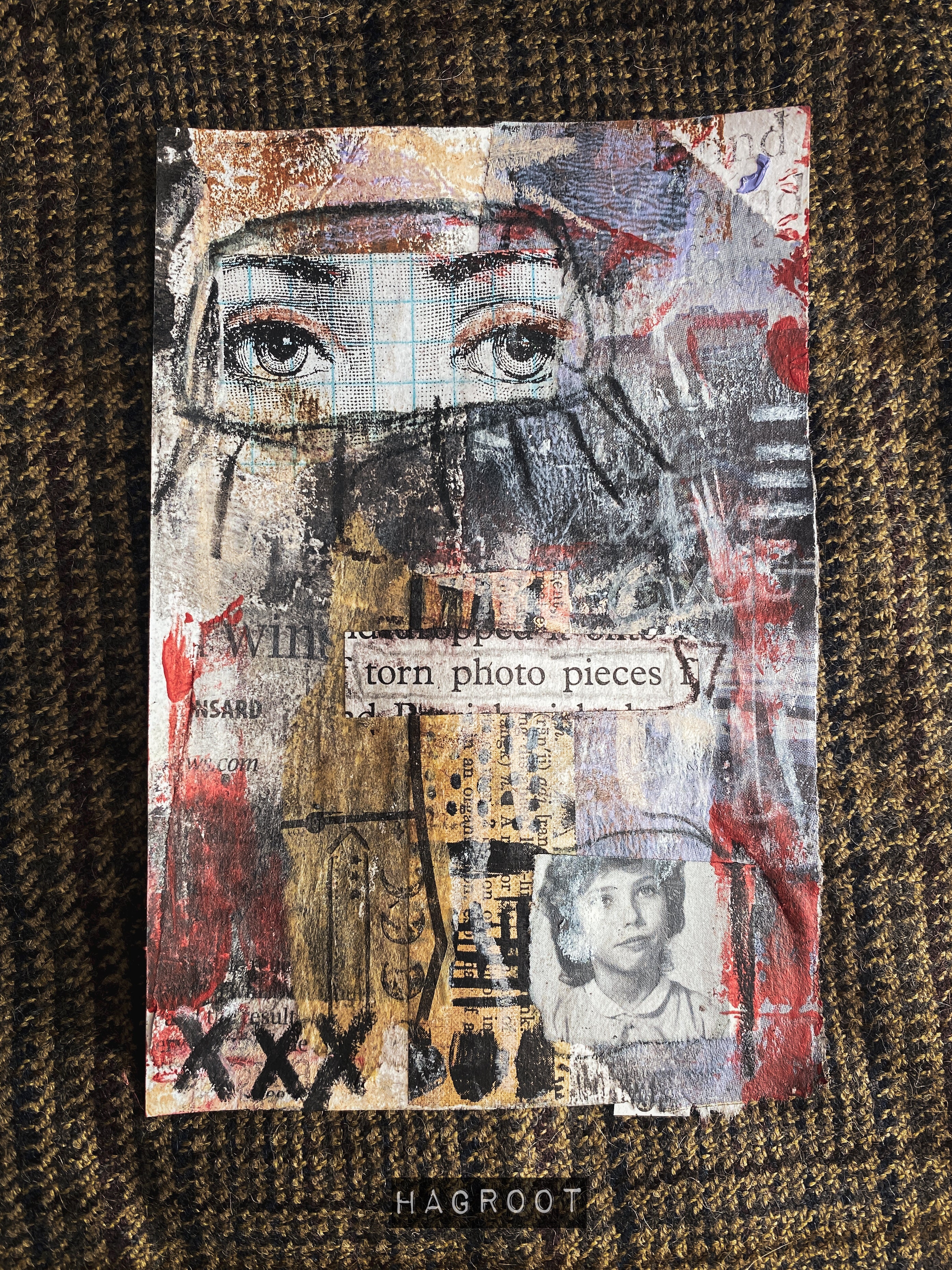 Torn Photo Pieces - Original Mixed Media Collage Art