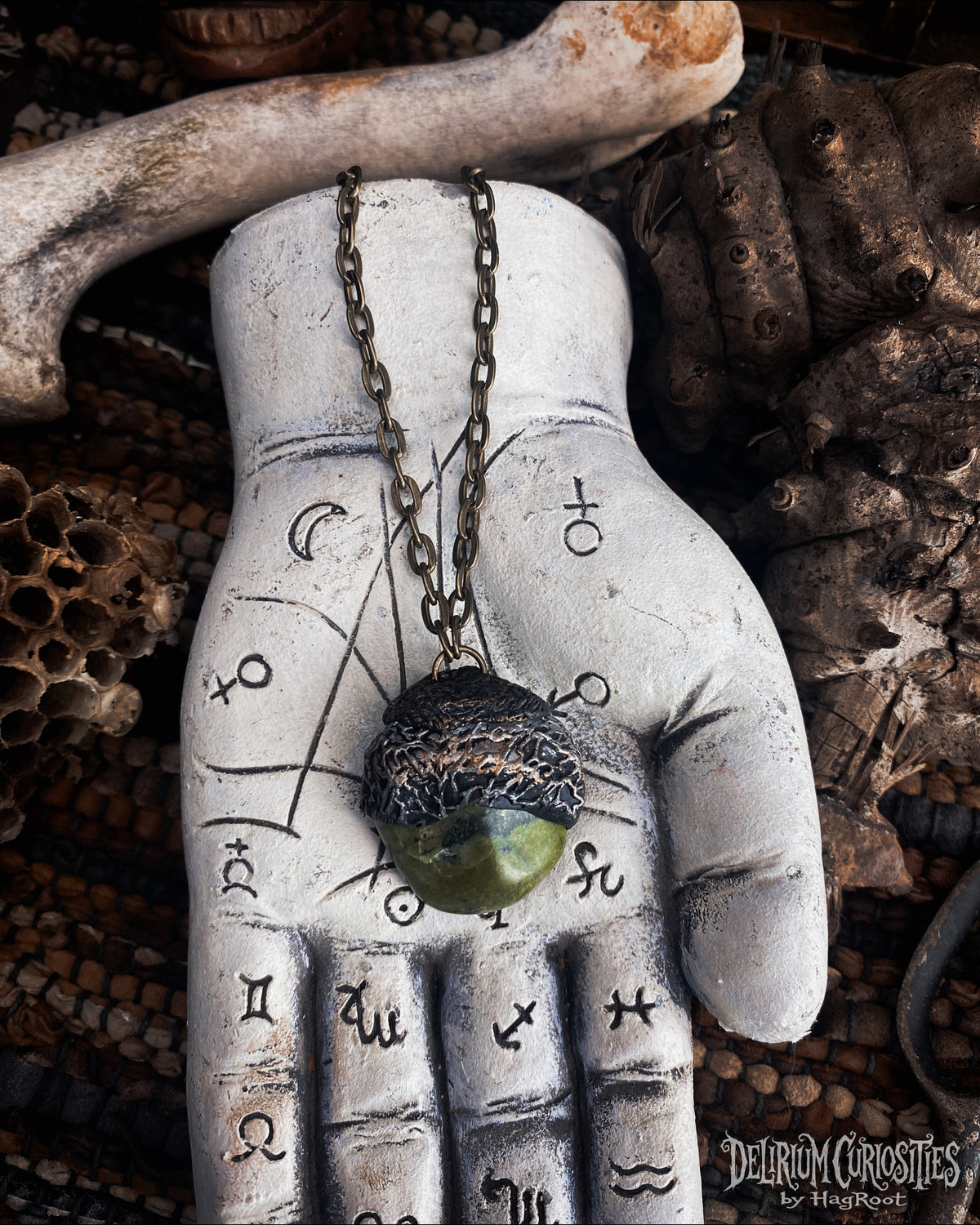 Serpentine + Clay Necklace with an Organic Pattern