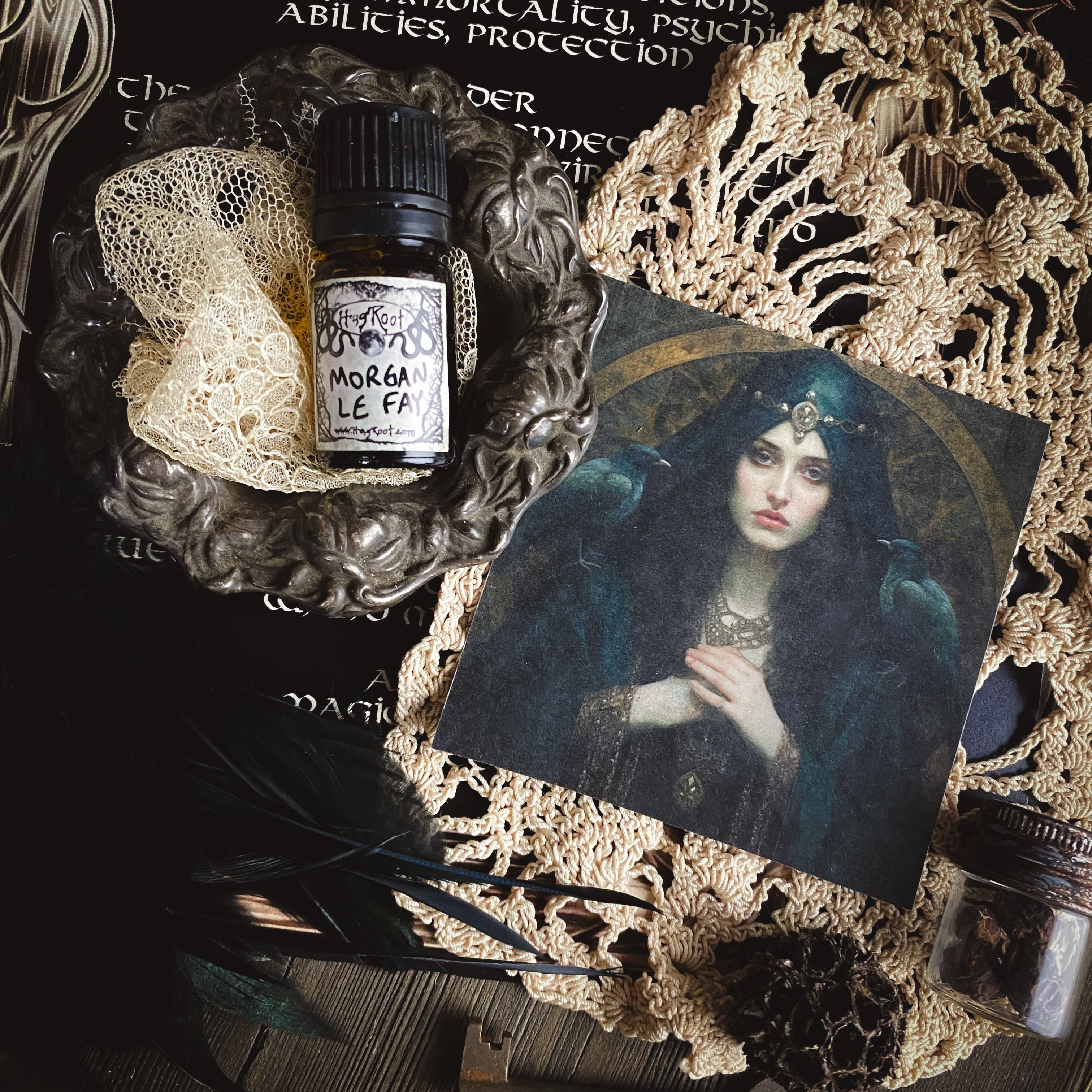 MORGAN LE FAY-(Black Leather, Rich Spices, Cedar, Pumpkin, Warm Vanilla)-Perfume, Cologne, Anointing, Ritual Oil