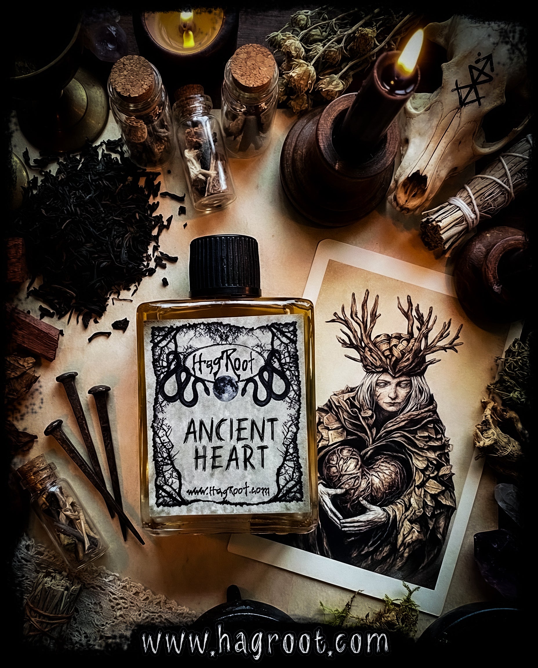 ANCIENT HEART-(Black Tea Leaves, Mahogany Wood, Tobacco)-Perfume, Cologne, Anointing, Ritual Oil