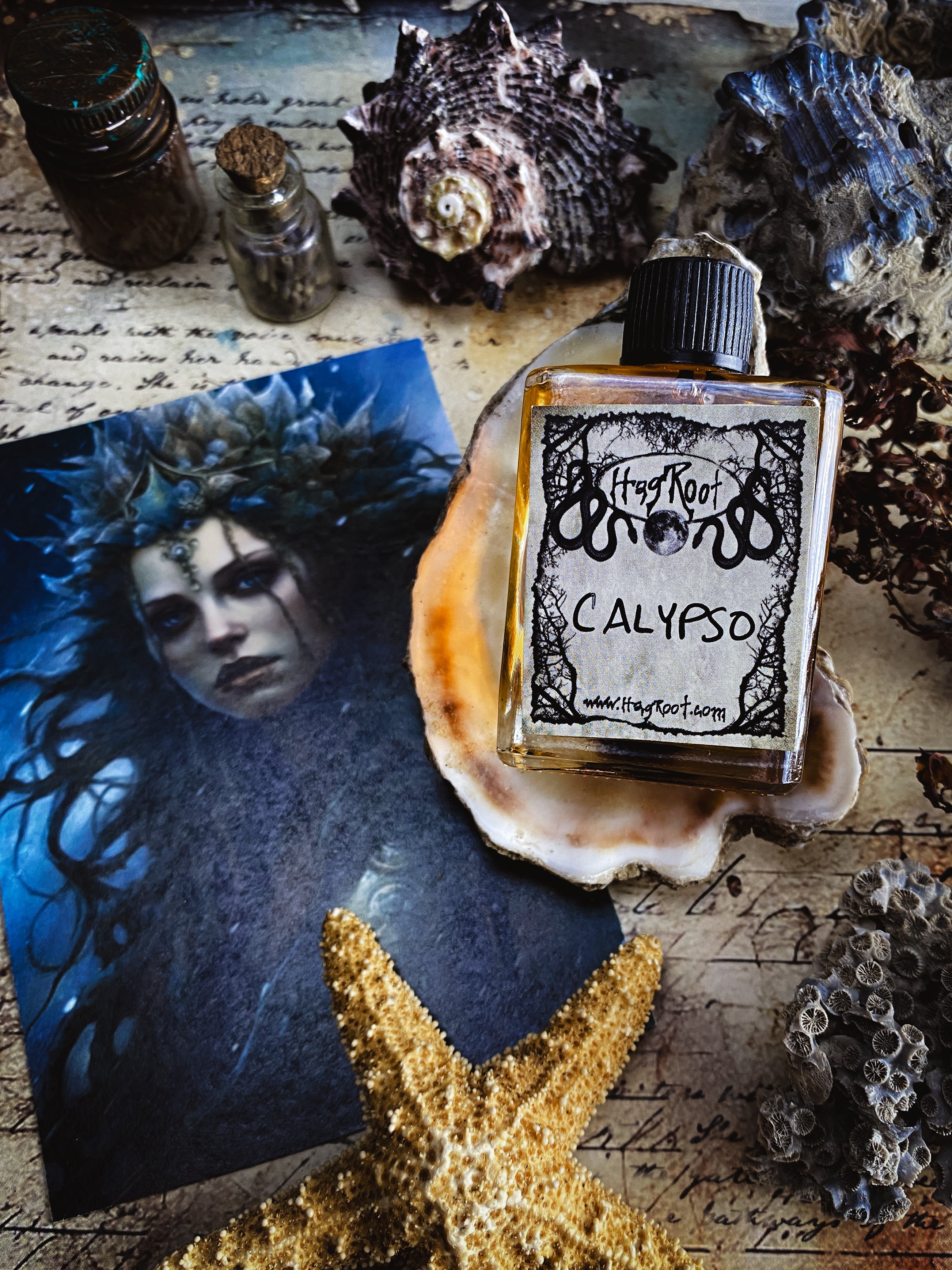 CALYPSO-(Water Lily, Sea Salt, Moss, Cedar, Exotic Spices)-Perfume, Cologne, Anointing, Ritual Oil