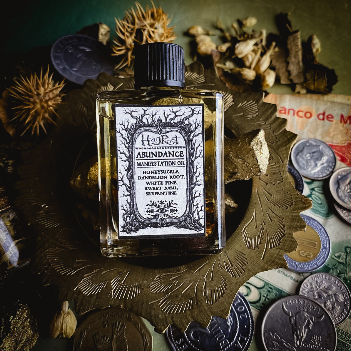 Abundance Manifestation Oil - Herbal Ritual Oil, Anointing Oil, Perfume, Conjure Oil