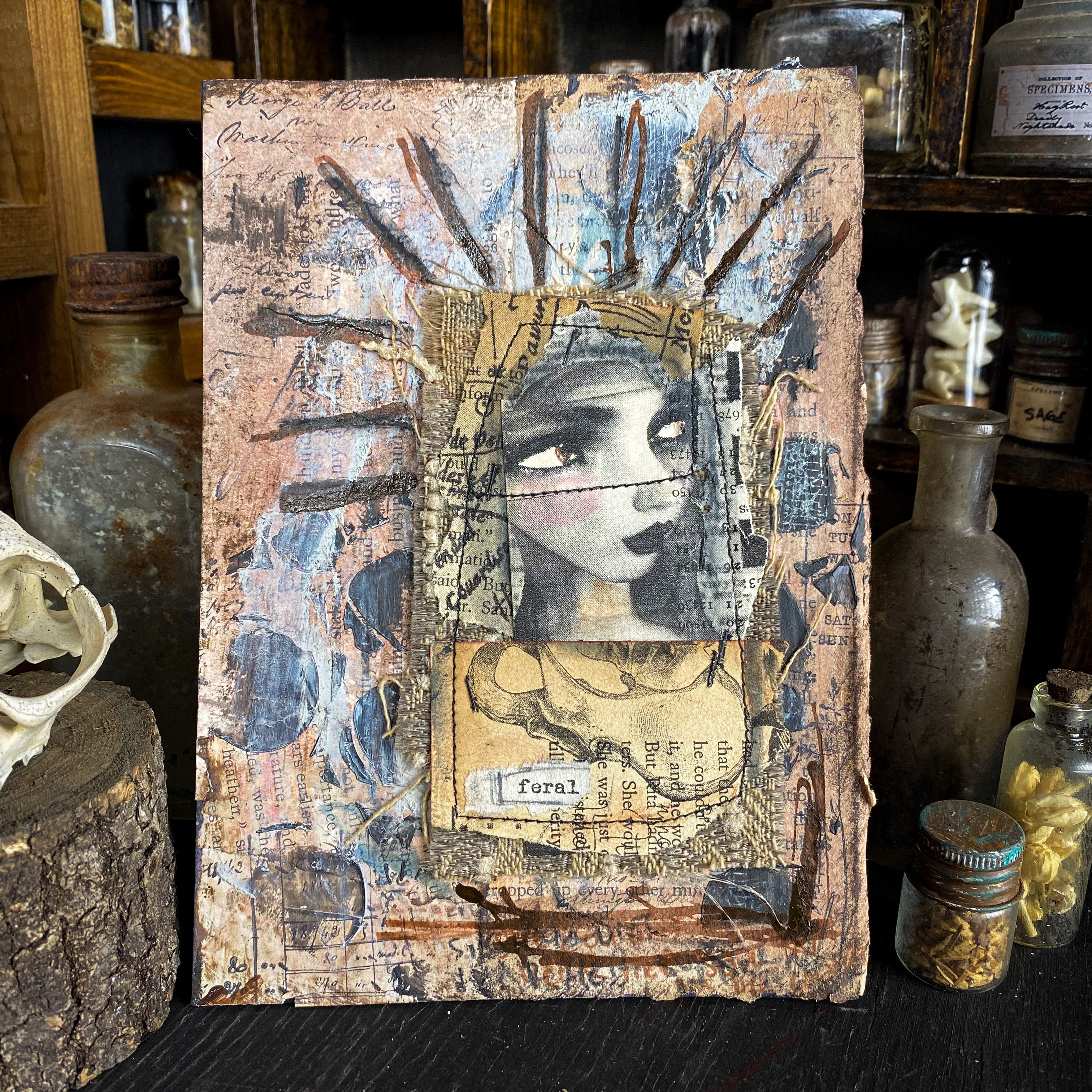 Feral - Original Mixed Media Collage
