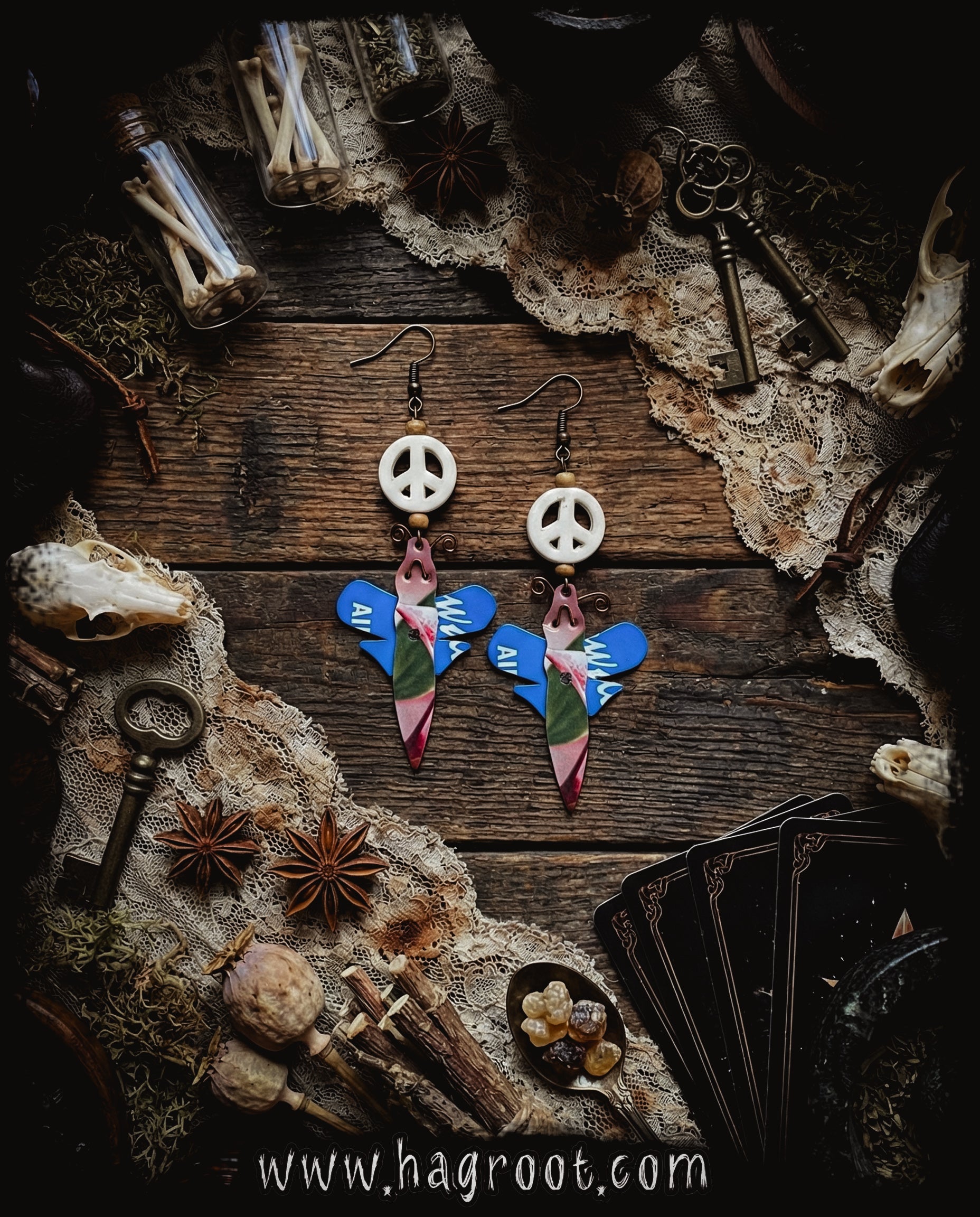 Hand Crafted Earrings for Peace Made from Salvaged Materials