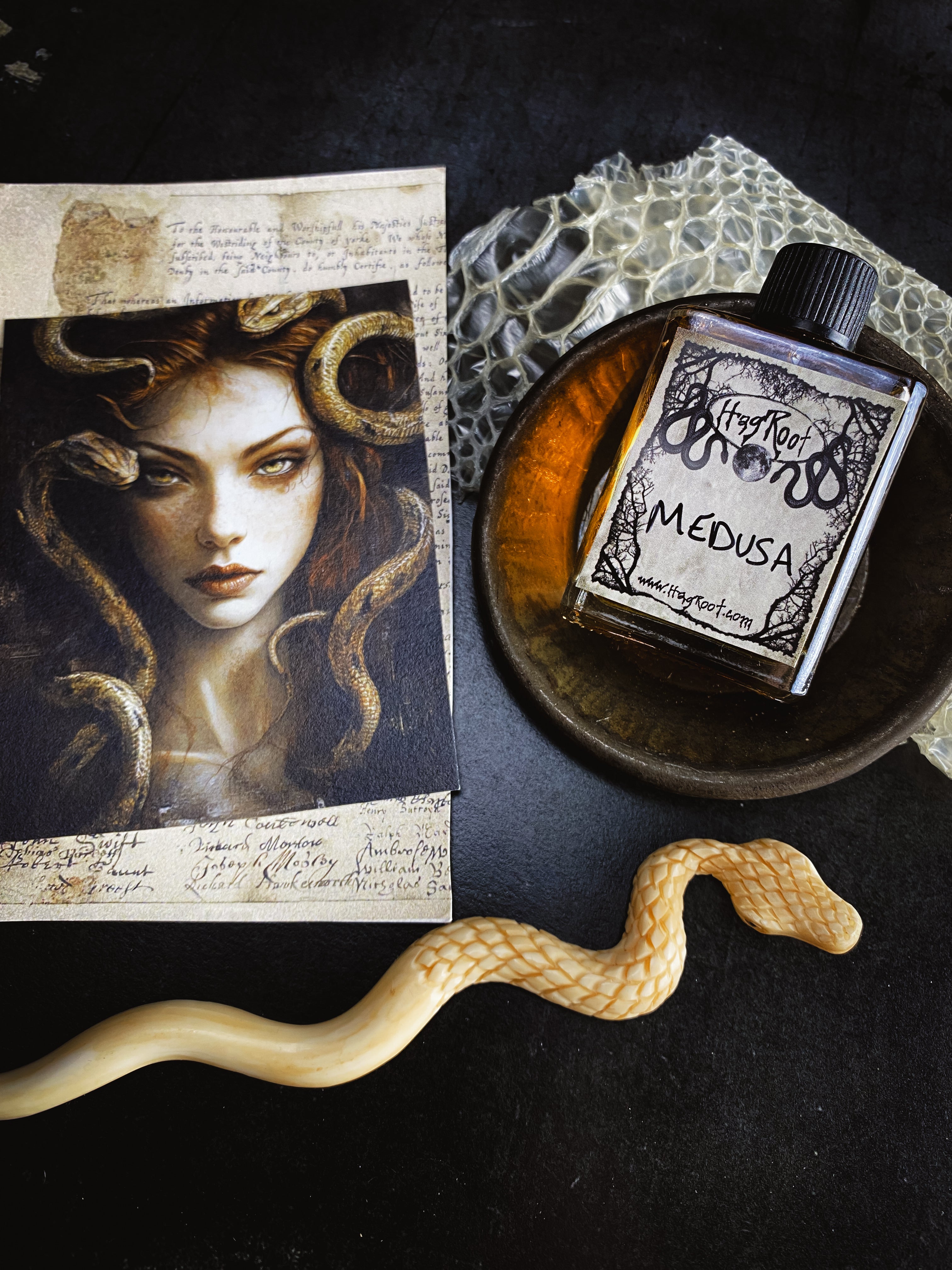 MEDUSA-(Ancient Forests, Blood Red Apples, Herbs, Resins, Spicy Peppers, Caramel, Vanilla)-Perfume, Cologne, Anointing, Ritual Oil