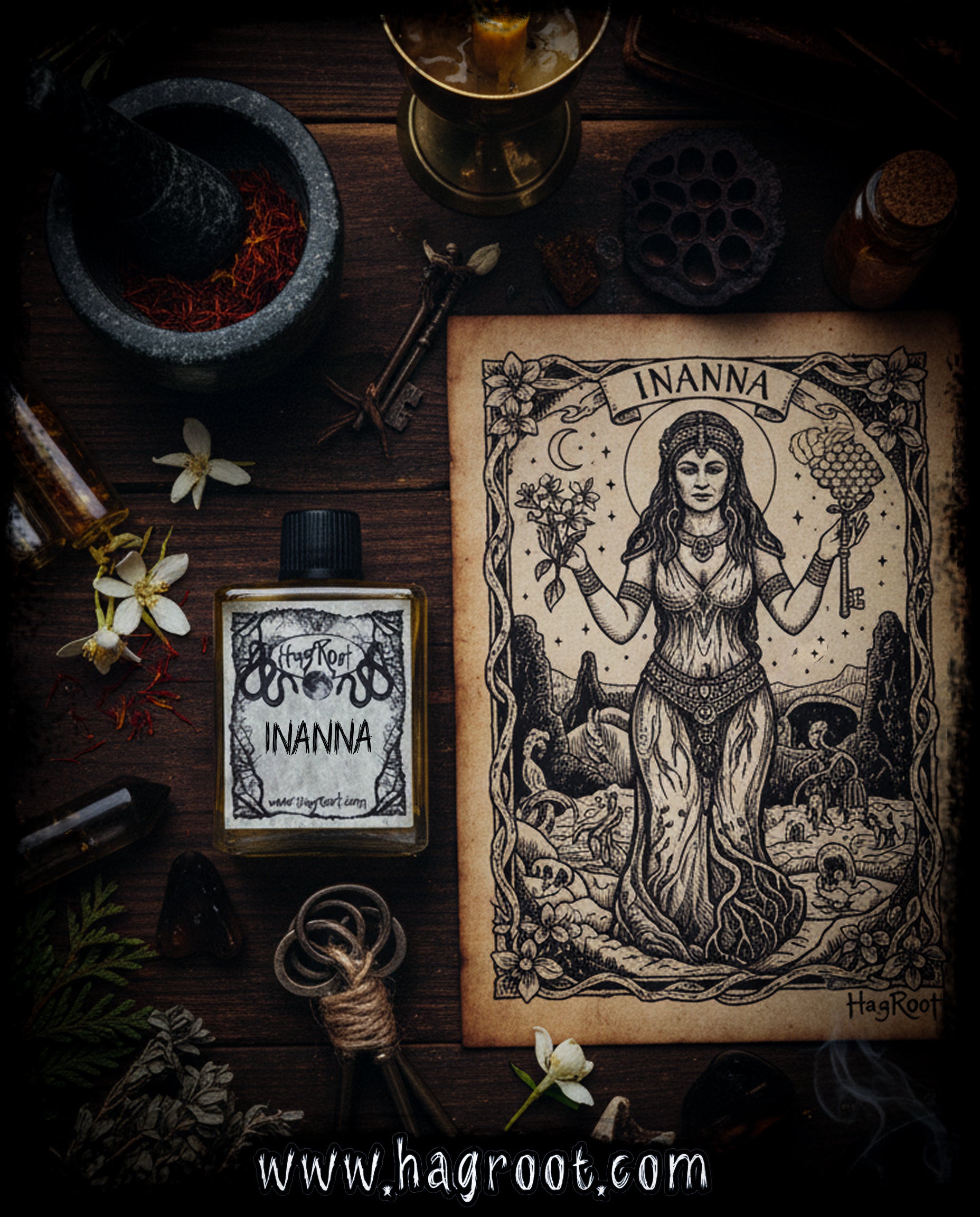 INANNA-(Jasmine, Cedar, Honey, Amber, Vanilla, Saffron)-Perfume, Cologne, Anointing, Ritual Oil