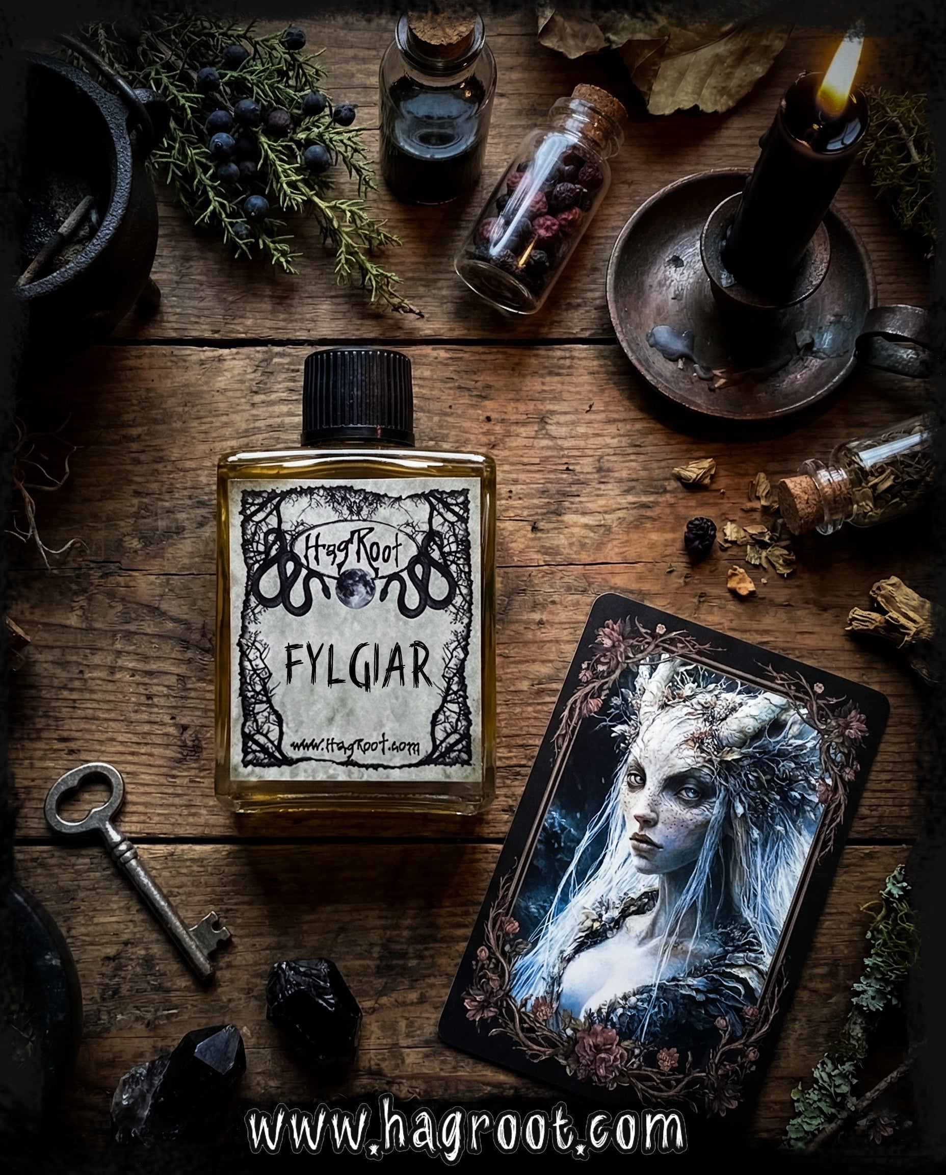 FYLGIAR- (Orchid, Chamomile, Oak, Sage, Patchouli, Rose, Pine, Vanilla, Elemi, Orange)-Perfume, Cologne, Anointing, Ritual Oil