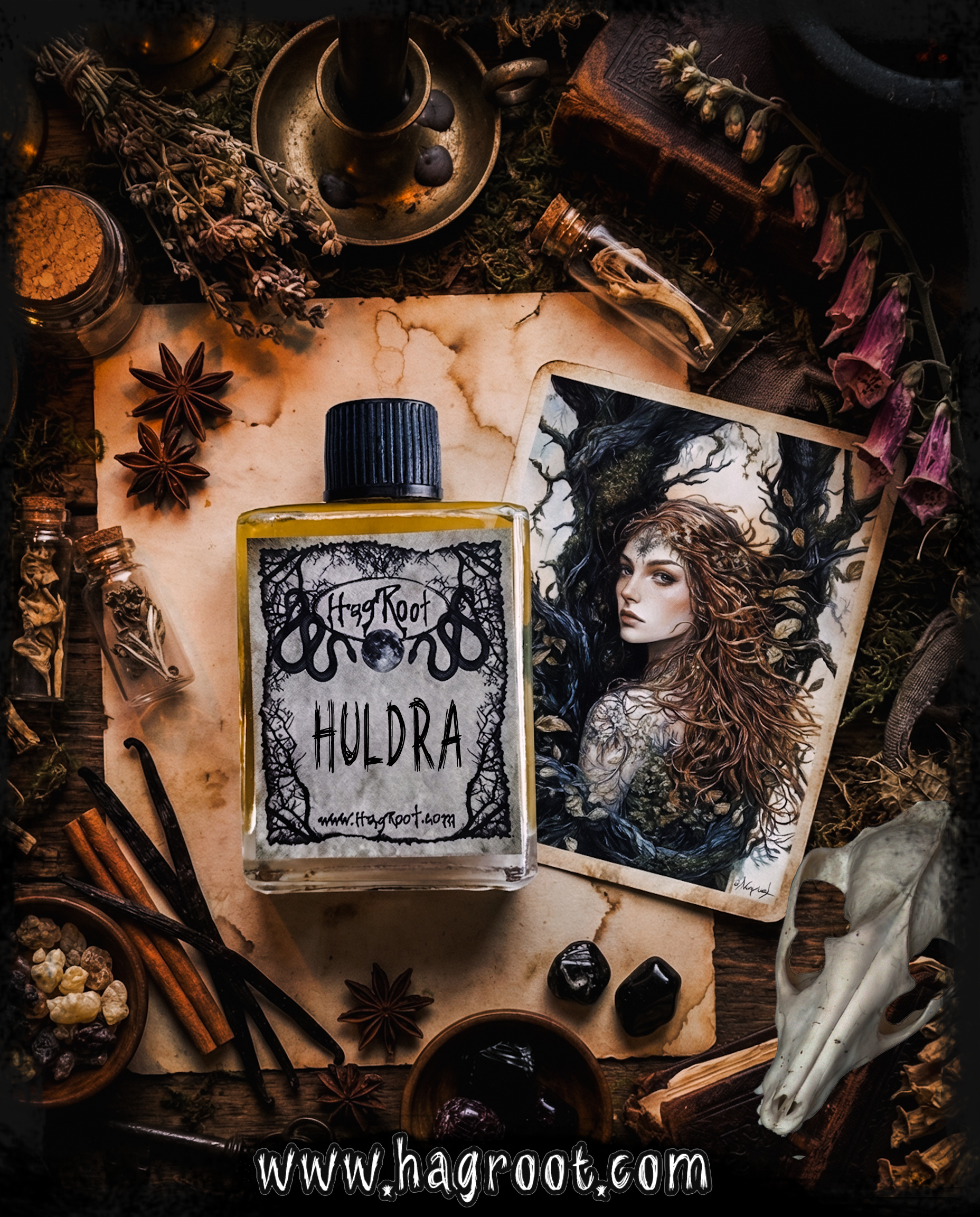 HULDRA-(Dark Spices, Haunted Woods, Warm Vanilla)-Perfume, Cologne, Anointing, Ritual Oil