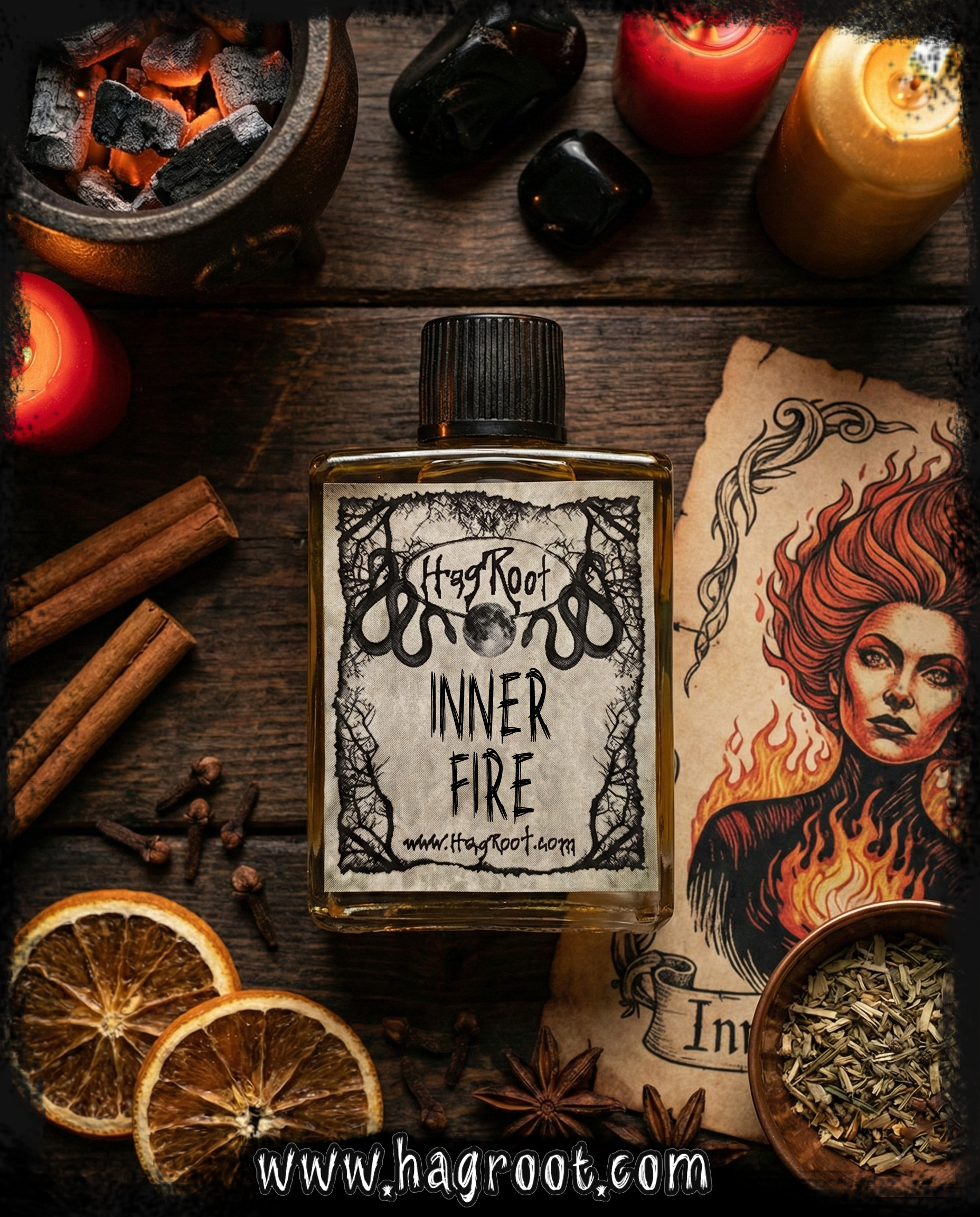 INNER FIRE-(Smoked Woods, Vanilla, Dark Amber, Sandalwood, Jasmine)-Perfume, Cologne, Anointing, Ritual Oil