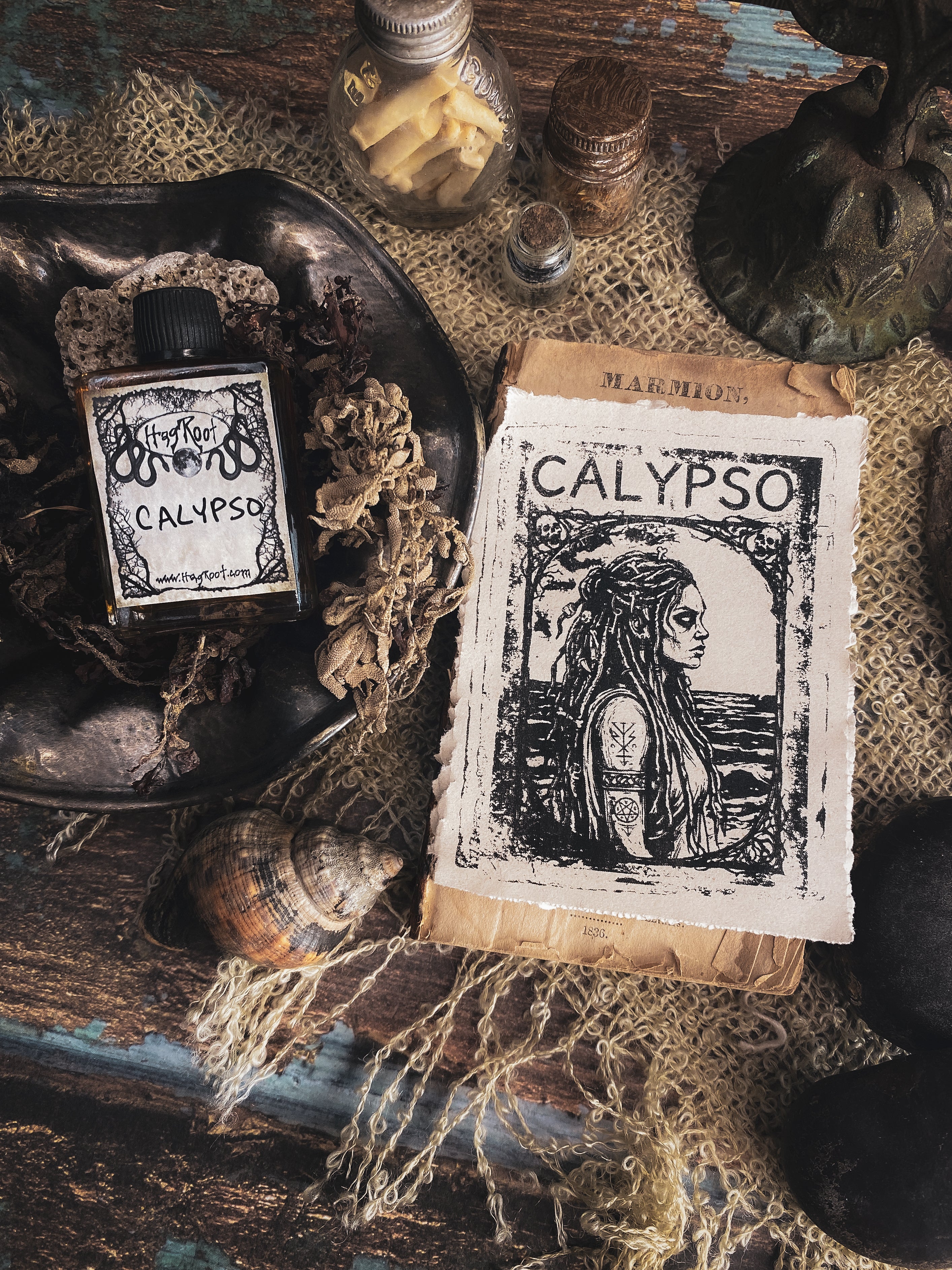 CALYPSO-(Water Lily, Sea Salt, Moss, Cedar, Exotic Spices)-Perfume, Cologne, Anointing, Ritual Oil