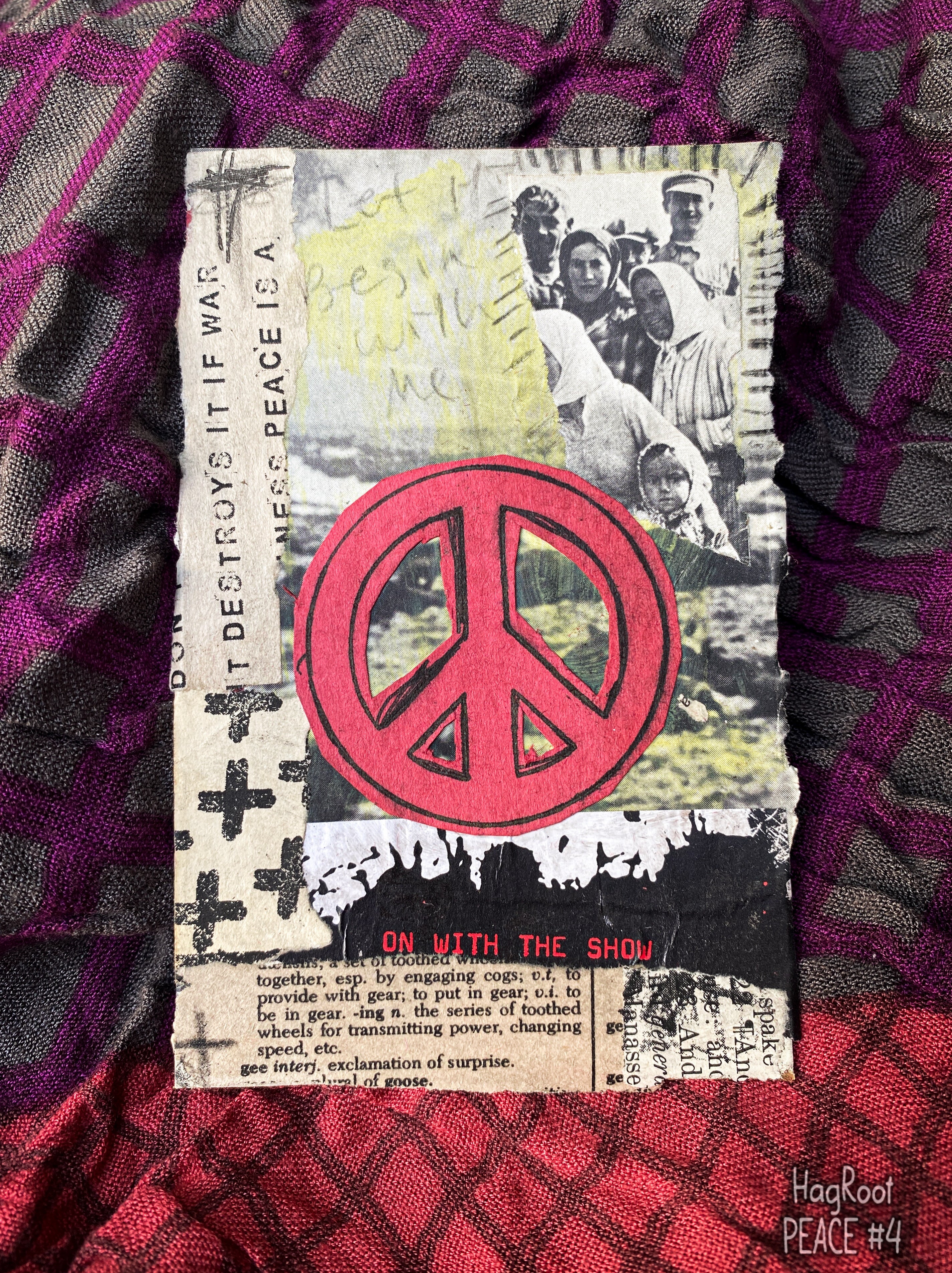 PEACE #4 - Original Mixed Media Collage - Altar Card