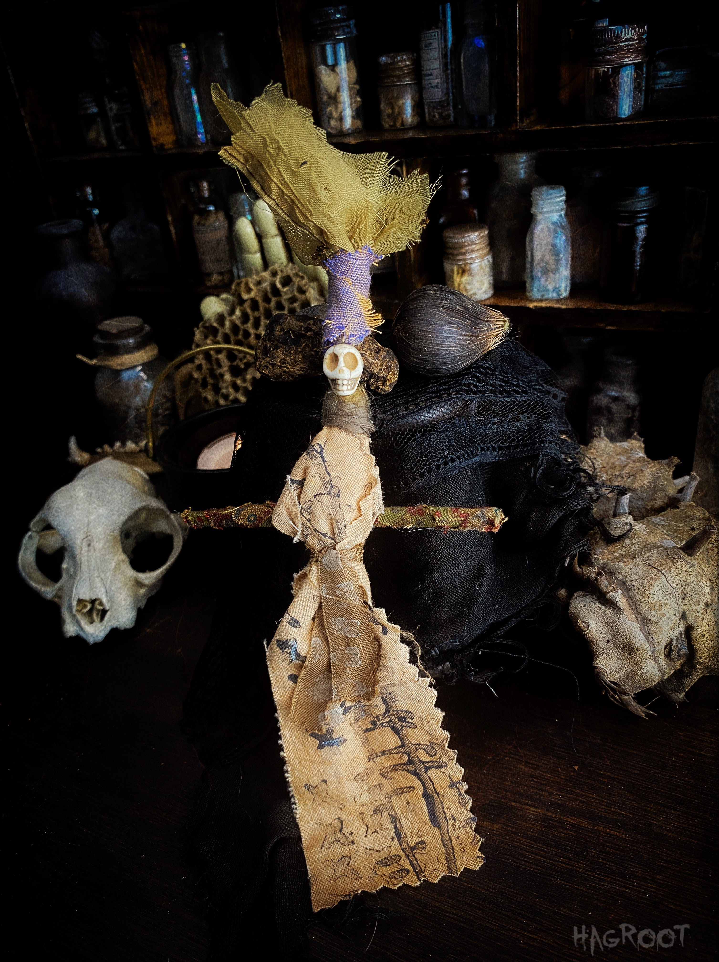 Handcrafted Conjure Doll - Poppet, Dark Folk Doll, Voodoo, Rootwork, Spirit Doll for Spells, Shadow Work and Intention Setting