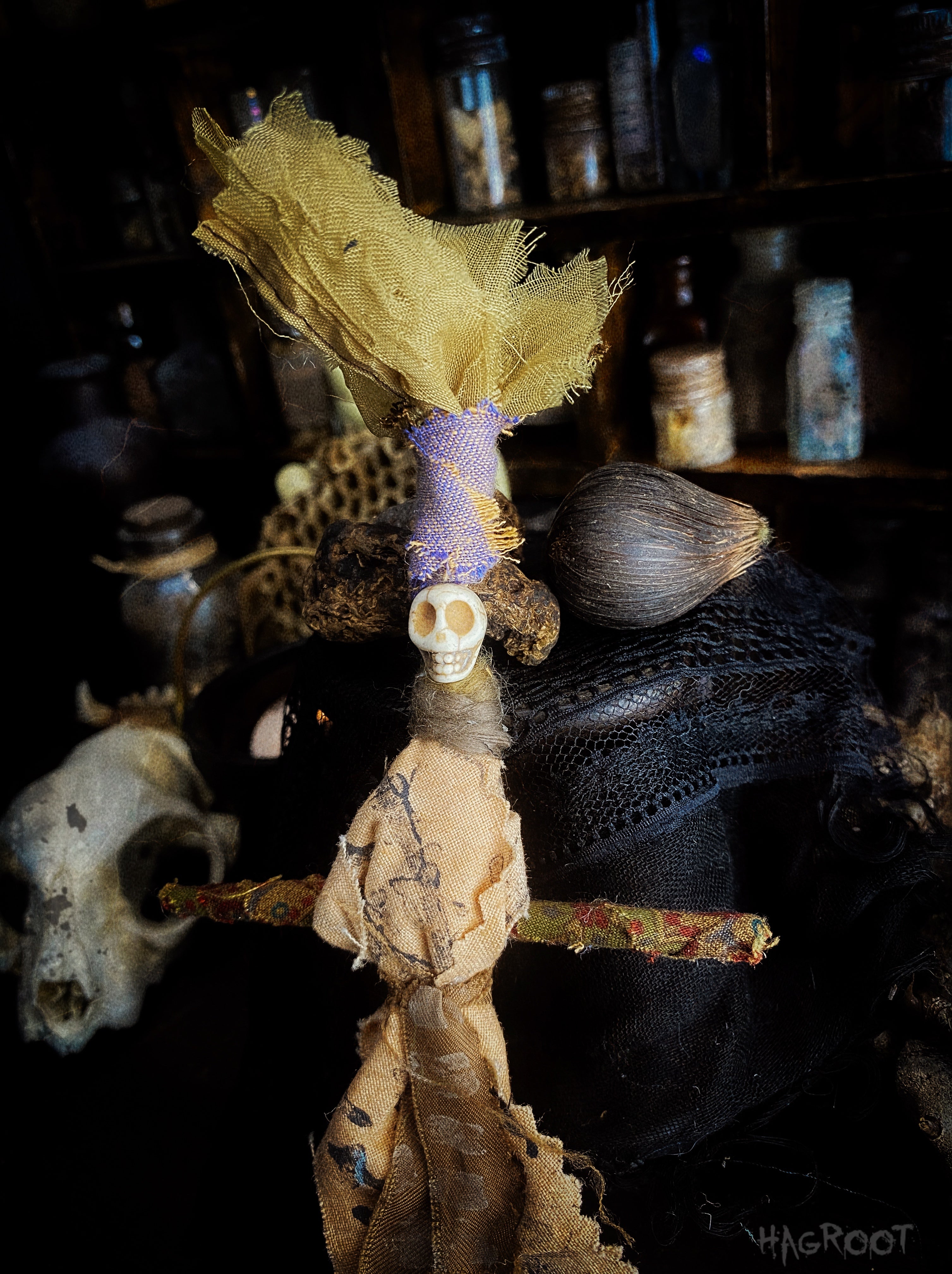 Handcrafted Conjure Doll - Poppet, Dark Folk Doll, Voodoo, Rootwork, Spirit Doll for Spells, Shadow Work and Intention Setting