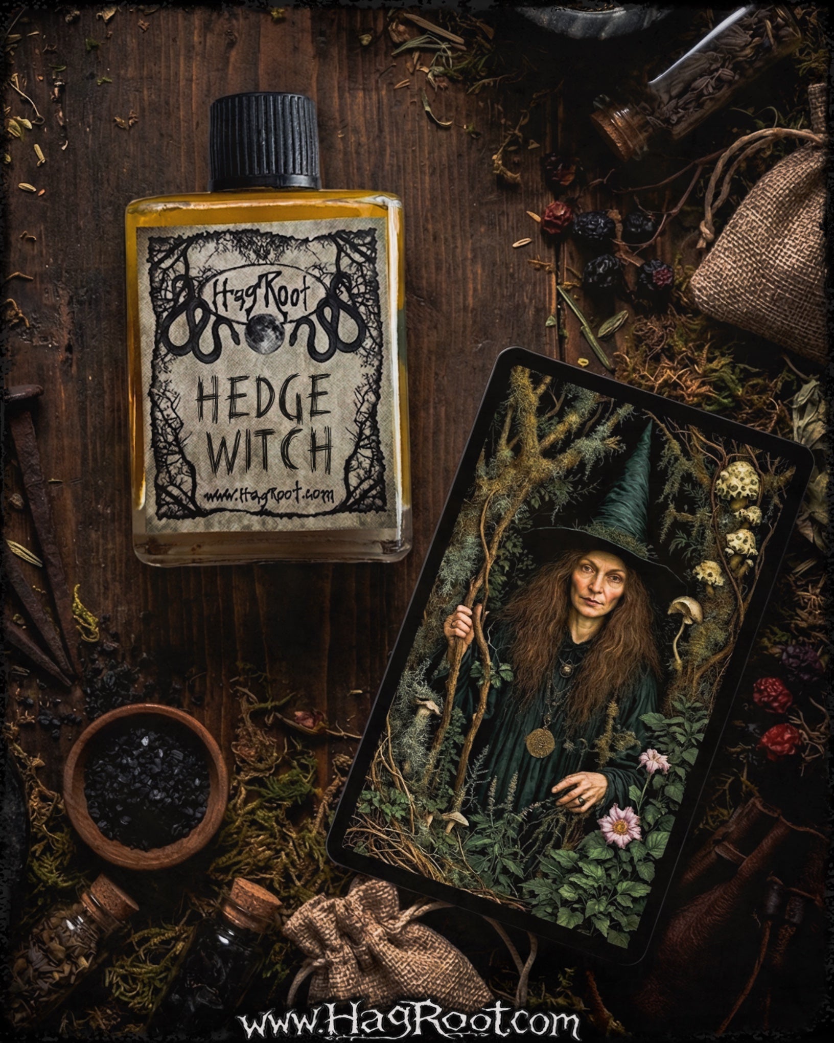 HEDGE WITCH-(Wild Growing Gardens, Abundant Green Hedges, Sweet Grass)-Perfume, Cologne, Anointing, Ritual Oil