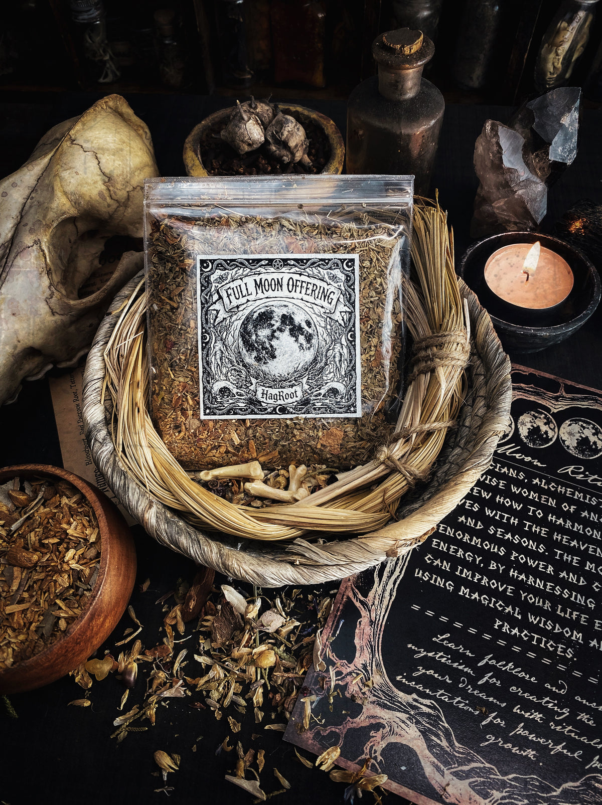 Full Moon Herbal Offering with Damiana, Clove, Rose Petals + Palo Santo