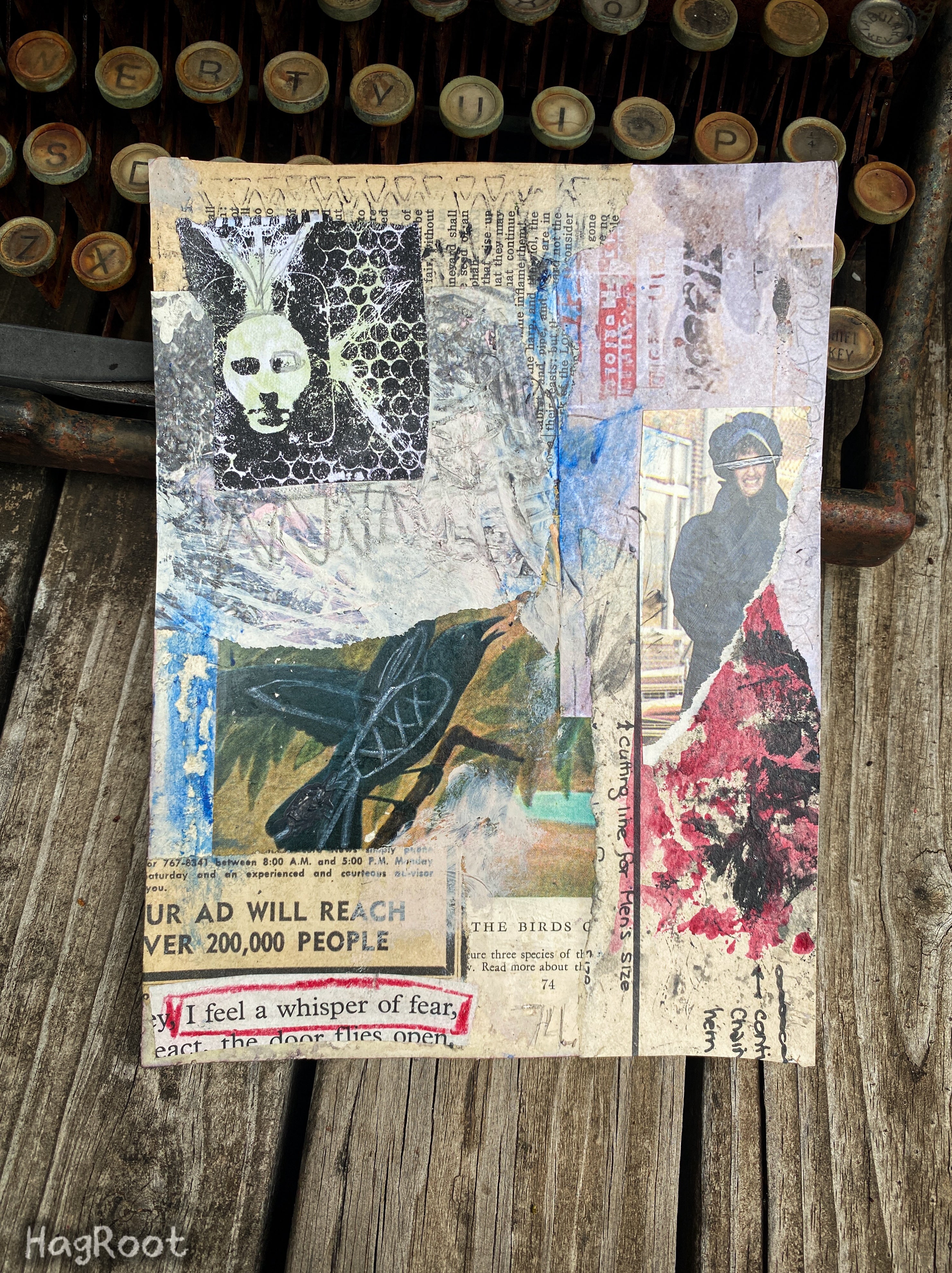 A Whisper of Fear - Original Mixed Media Collage