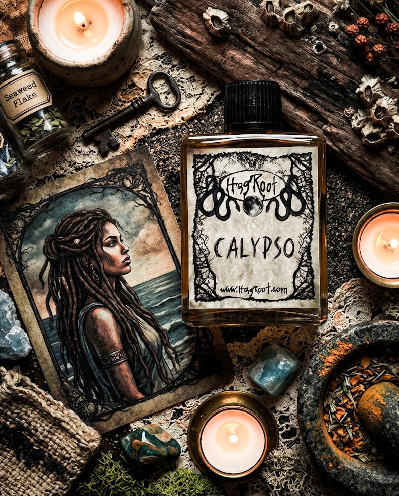 CALYPSO-(Water Lily, Sea Salt, Moss, Cedar, Exotic Spices)-Perfume, Cologne, Anointing, Ritual Oil