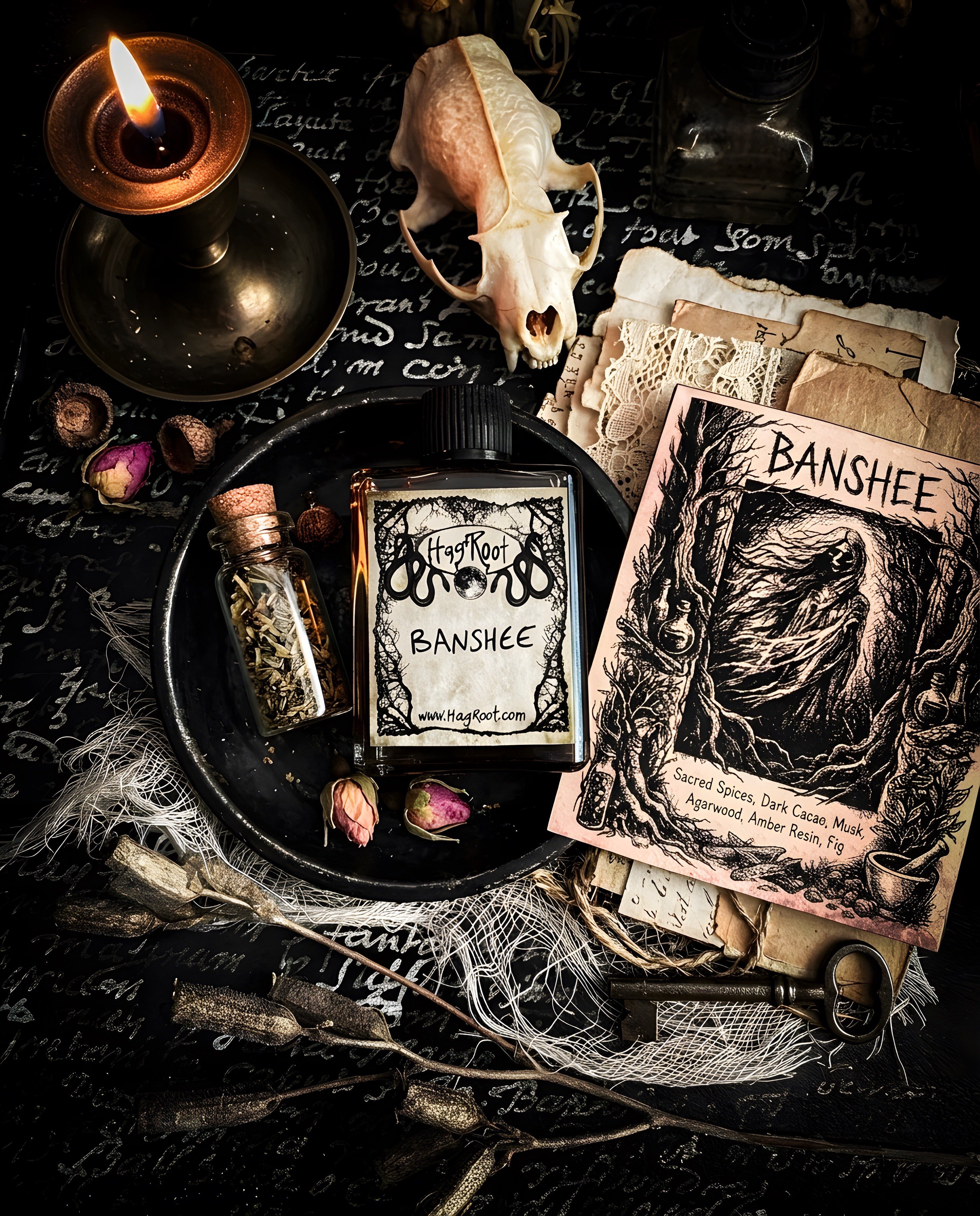 BANSHEE-(Sacred Spices, Dark Cacao, Musk, Agarwood, Amber Resin, Fig)-Perfume, Cologne, Anointing, Ritual Oil