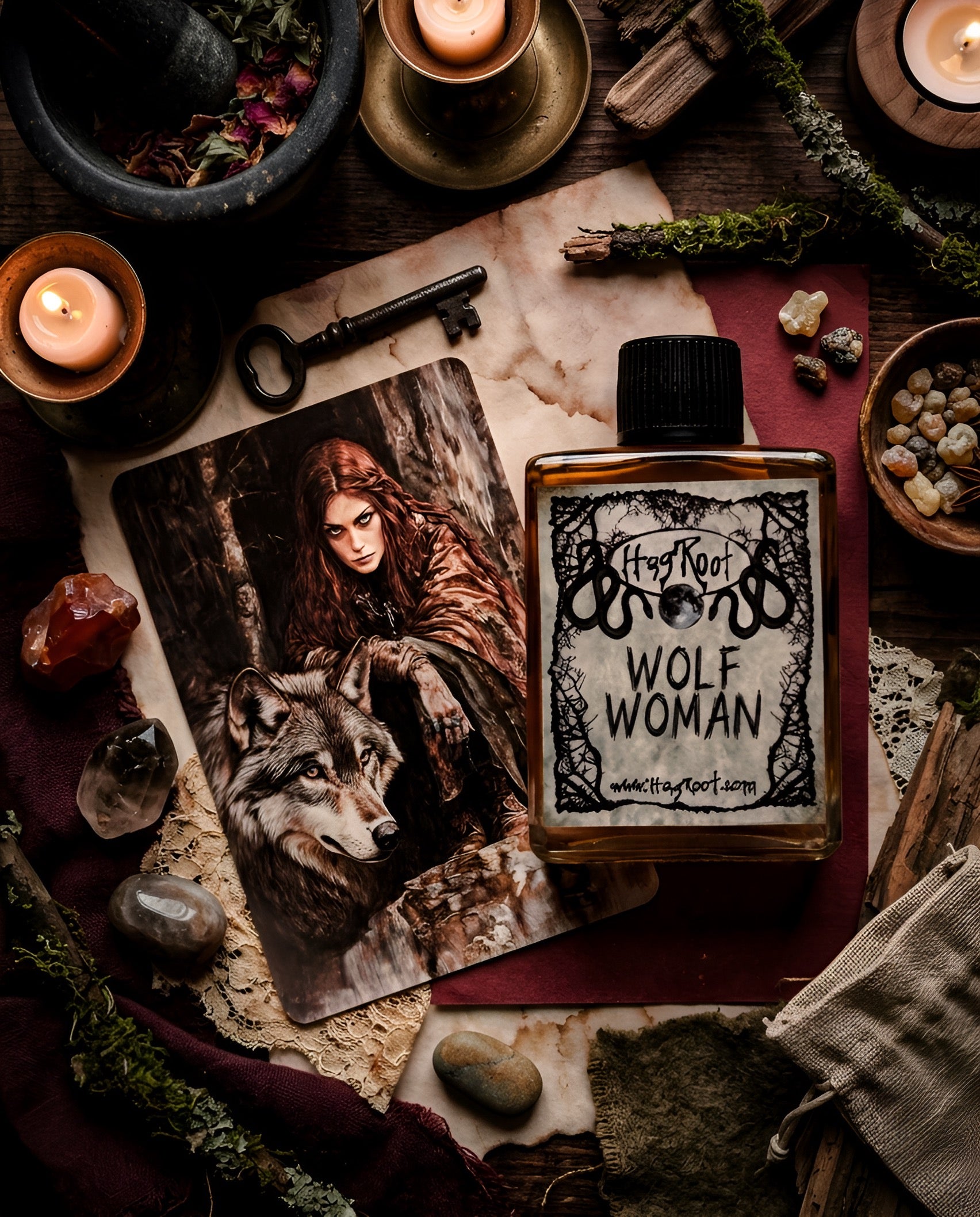 WOLF WOMAN-(Vetiver, Vanilla, Musk, Myrrh, Coumarin, White Sage, Pinion Wood, Amber, Cedar)-Perfume, Cologne, Anointing, Ritual Oil