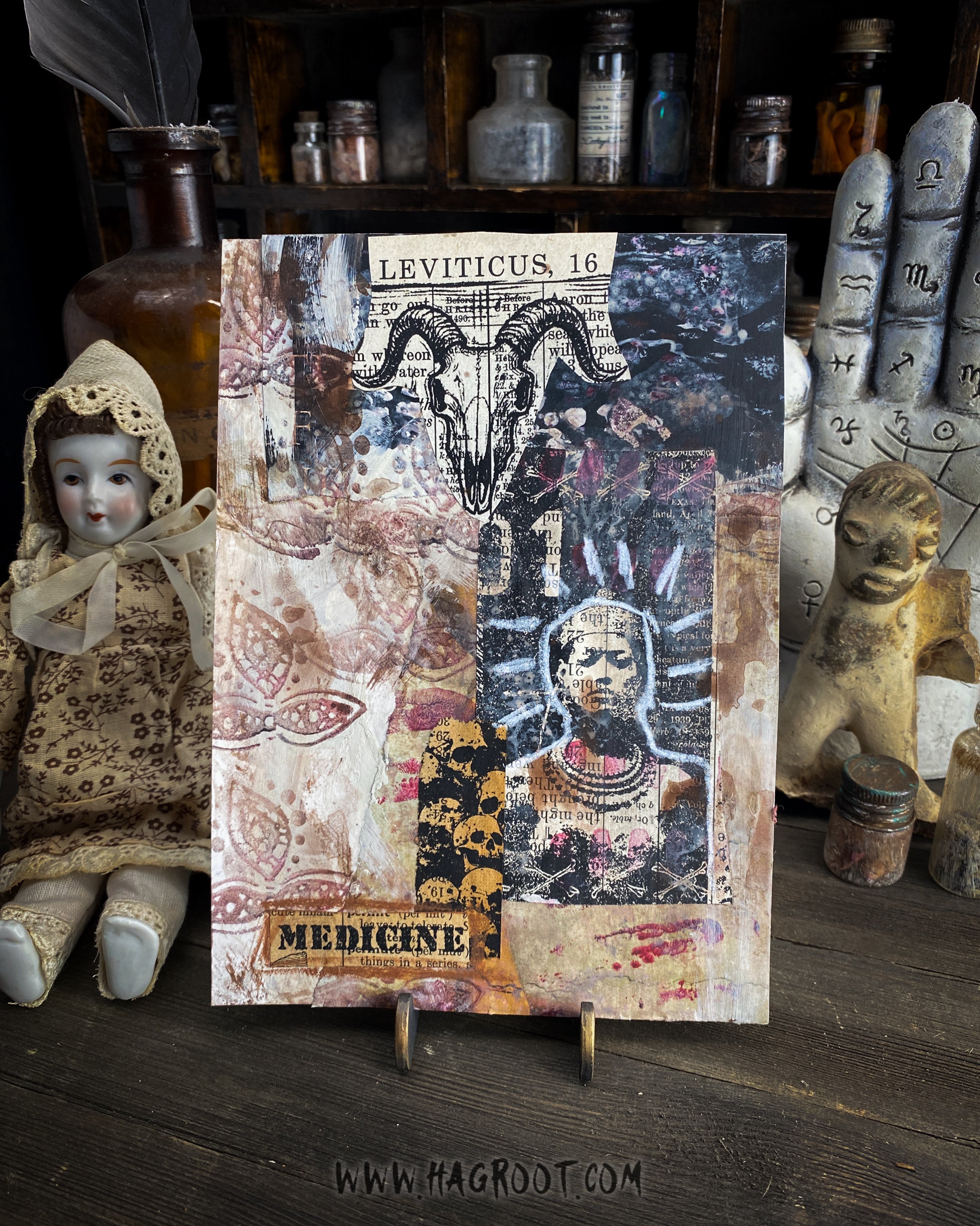 Medicine - Original Mixed Media Collage - Altar Card